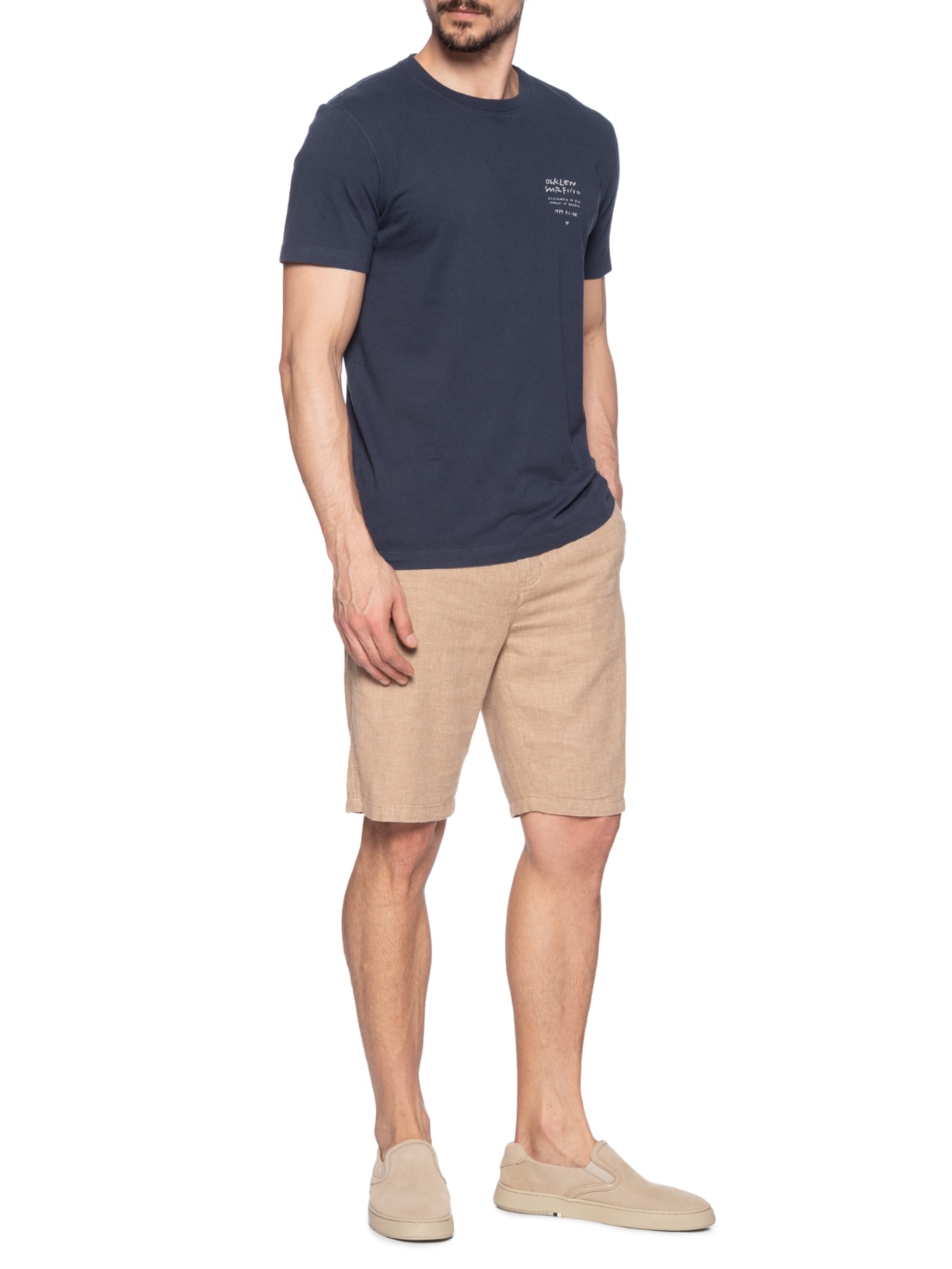 Camiseta Masculina Slim Vintage Surf Handwriting Azul Osklen