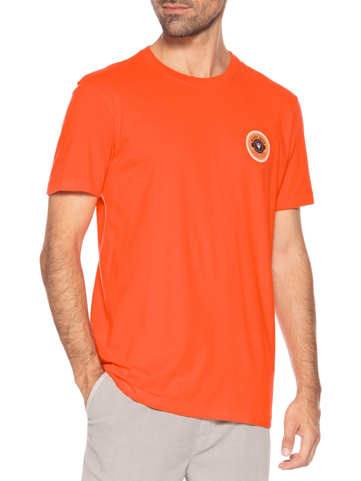 Camiseta Masculina Slim Vintage Surf Wax Manga Curta Laranja Osklen