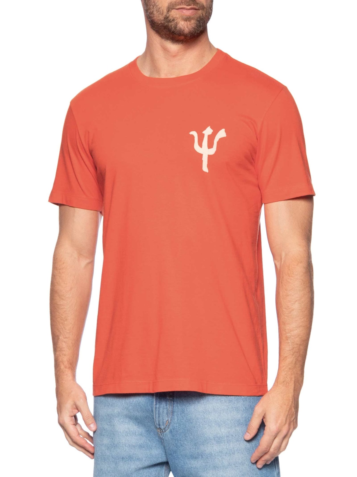 Camiseta Masculina Slim Vintage Trid Caiçara Laranja Osklen
