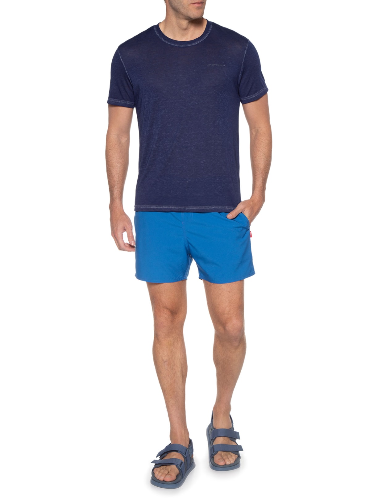 Camiseta Masculina Slub Azul Jab