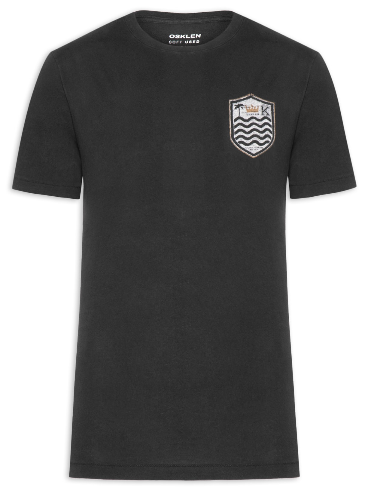 Camiseta Masculina Soft Used Brasão Destroyed Preto Osklen
