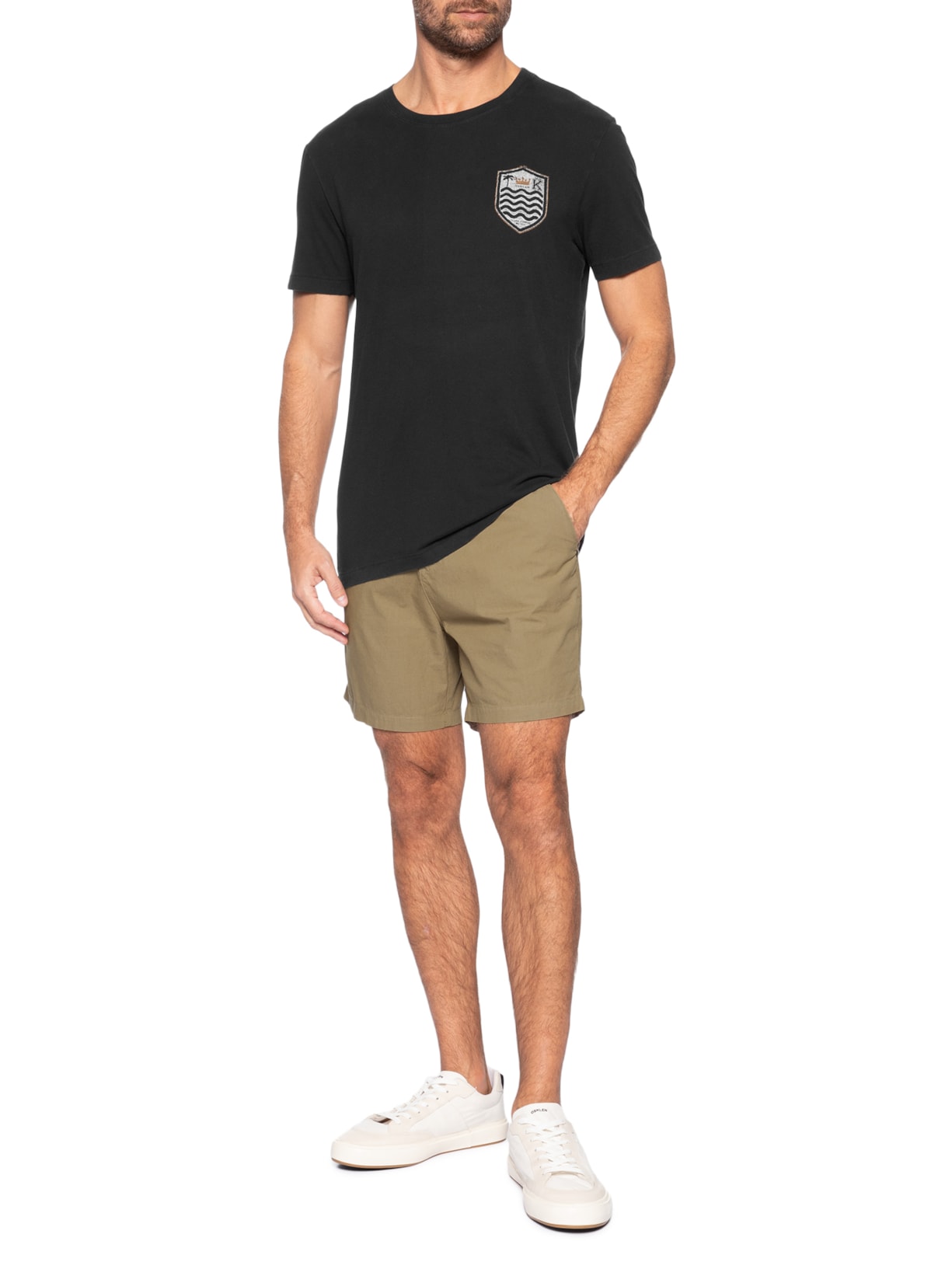 Camiseta Masculina Soft Used Brasão Destroyed Preto Osklen