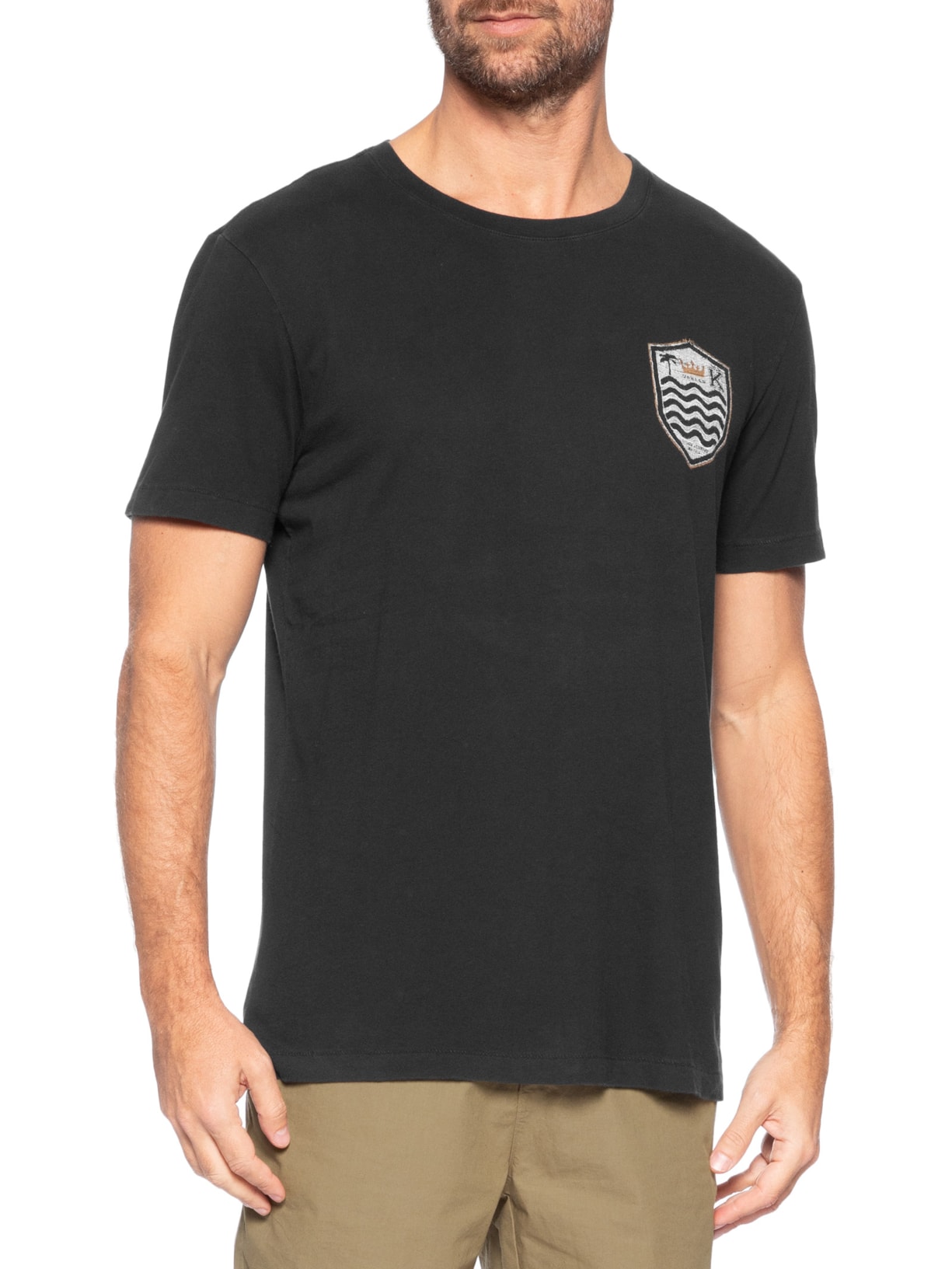 Camiseta Masculina Soft Used Brasão Destroyed Preto Osklen