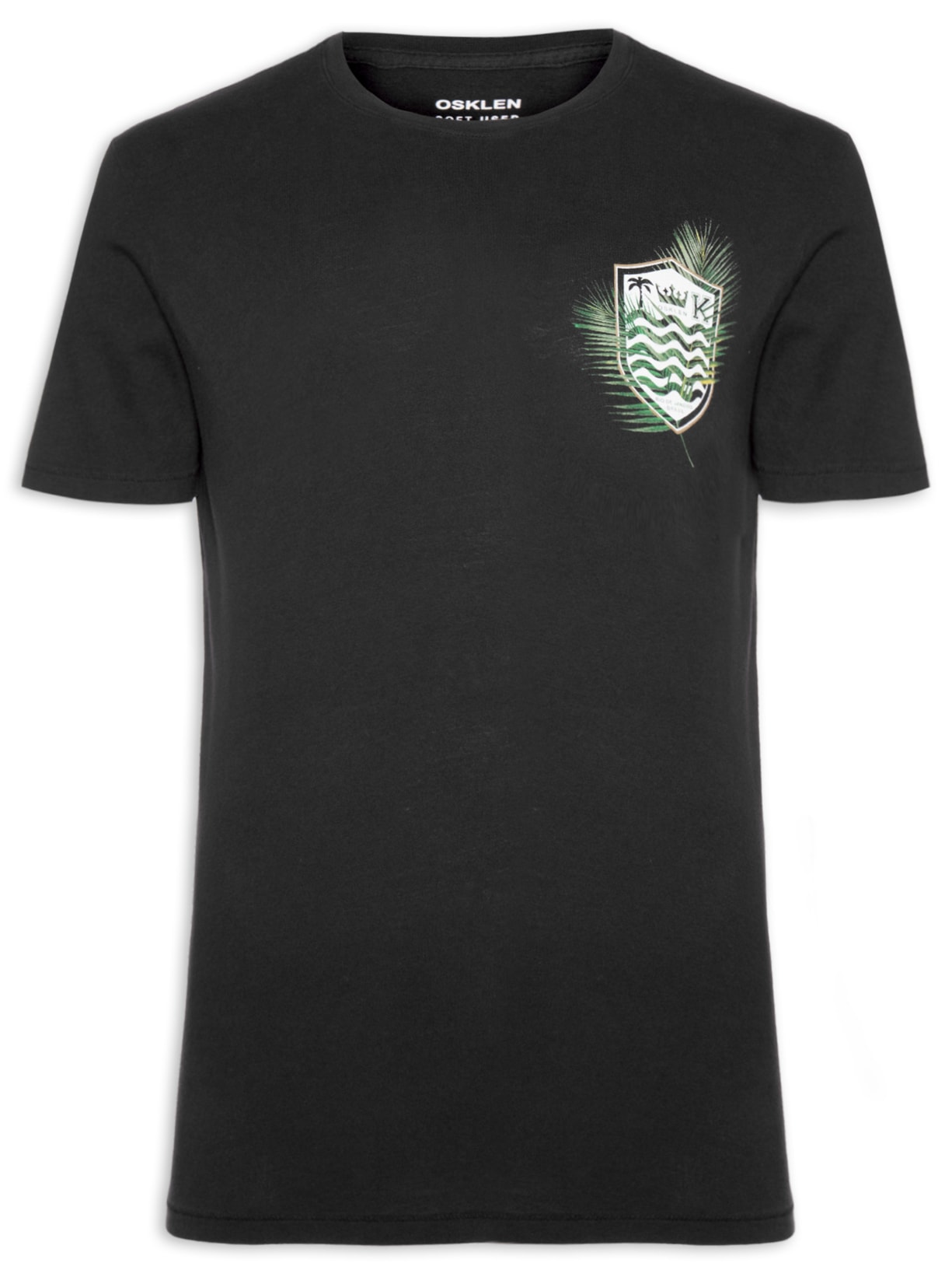 Camiseta Masculina Soft Used Brasão Palmeiras Manga Curta - Preto