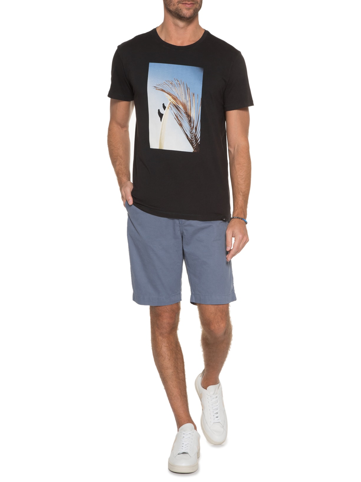 Camiseta Masculina Soft Used Folha Seca Preto Osklen