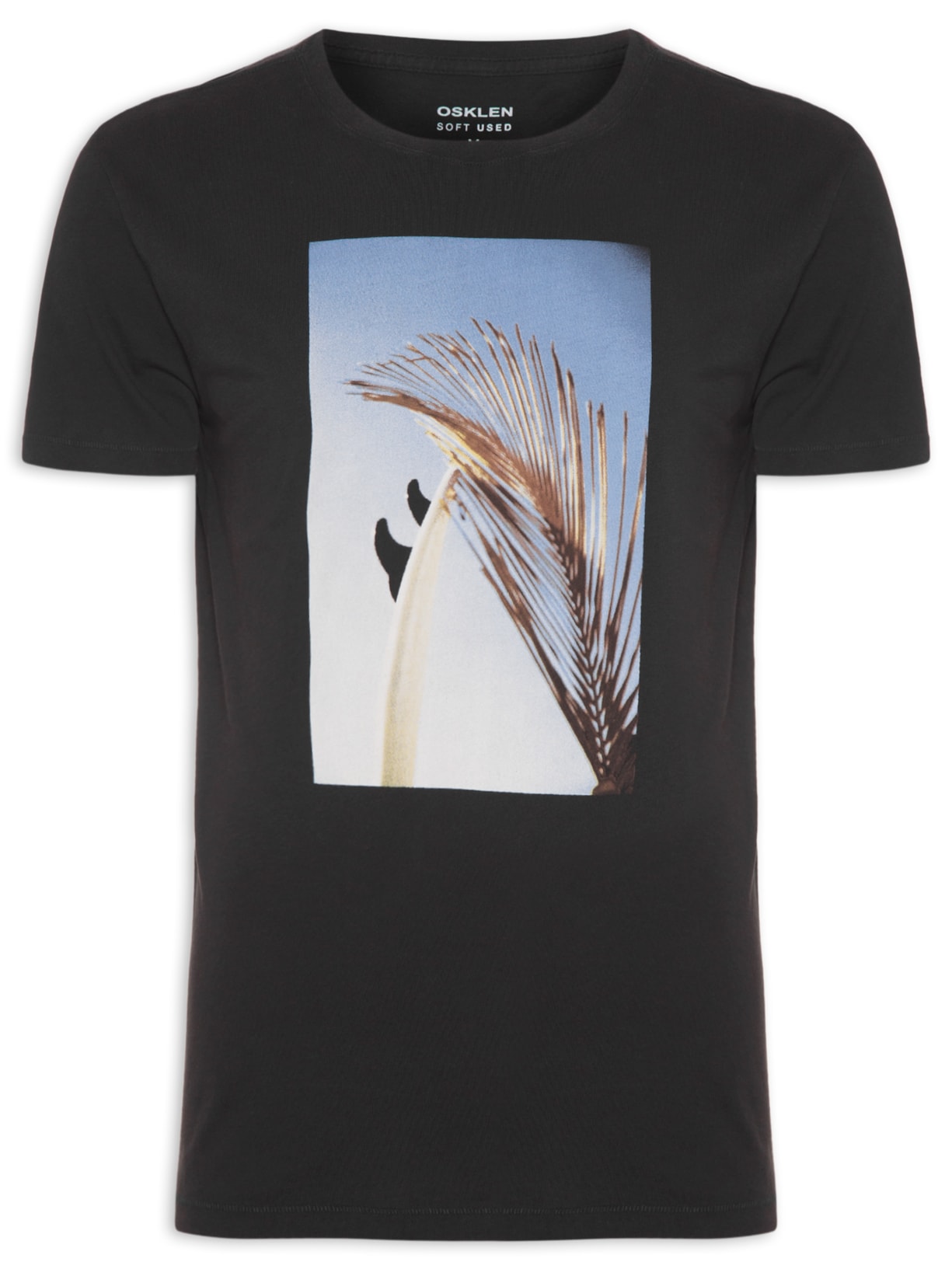 Camiseta Masculina Soft Used Folha Seca Preto Osklen