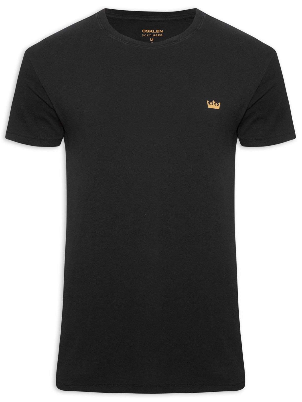 Camiseta Masculina Soft Used Gold Crown Manga Curta Preto Osklen