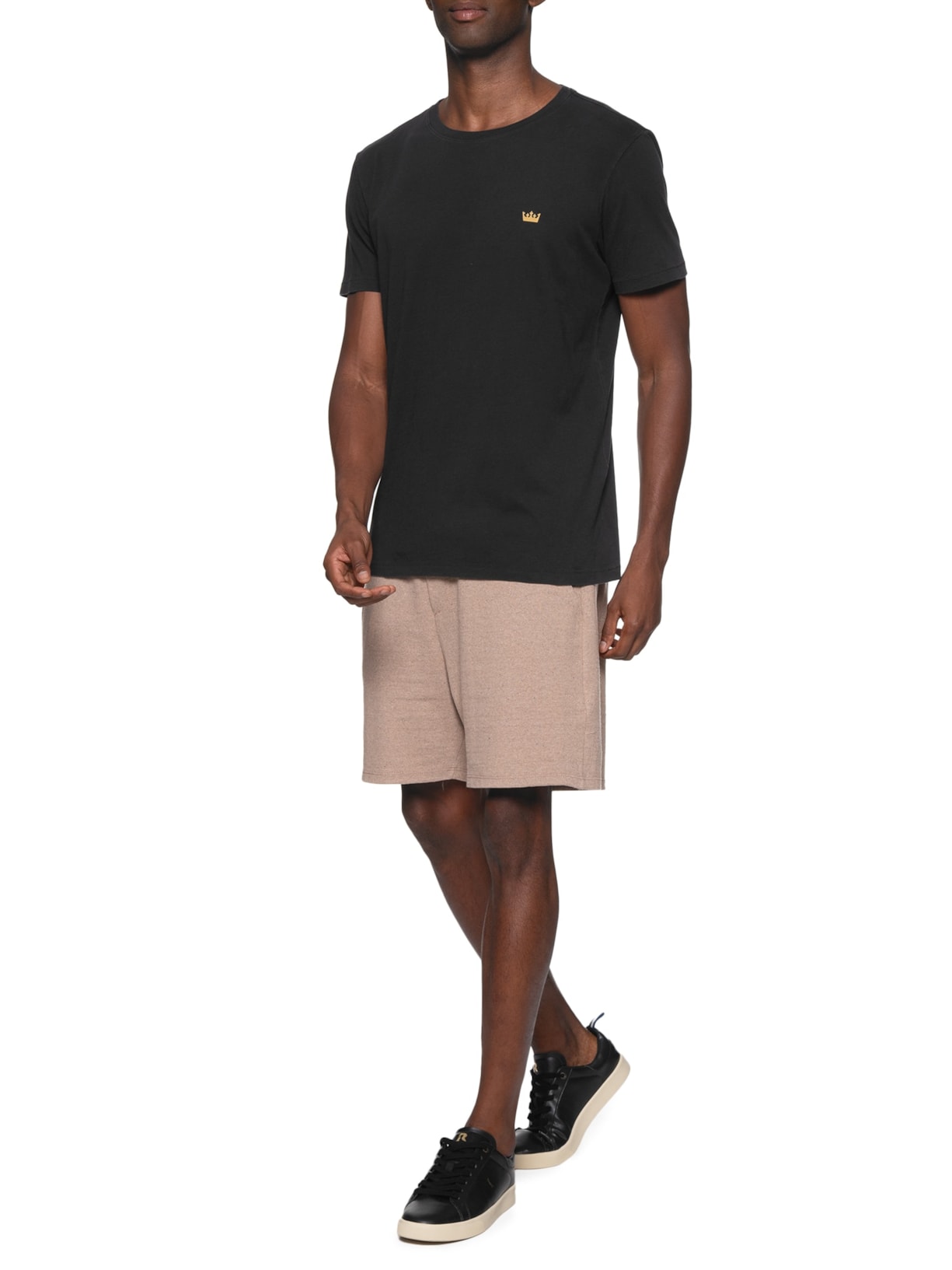 Camiseta Masculina Soft Used Gold Crown Manga Curta Preto Osklen