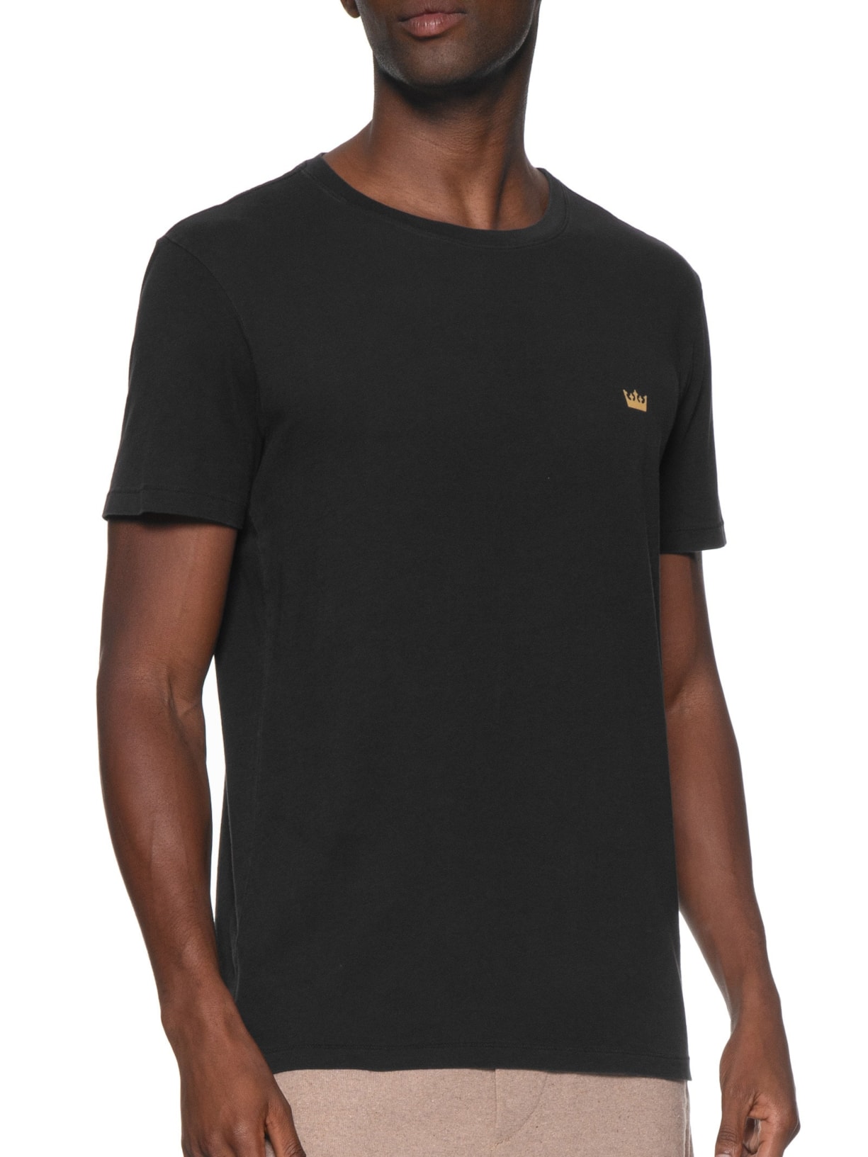 Camiseta Masculina Soft Used Gold Crown Manga Curta Preto Osklen