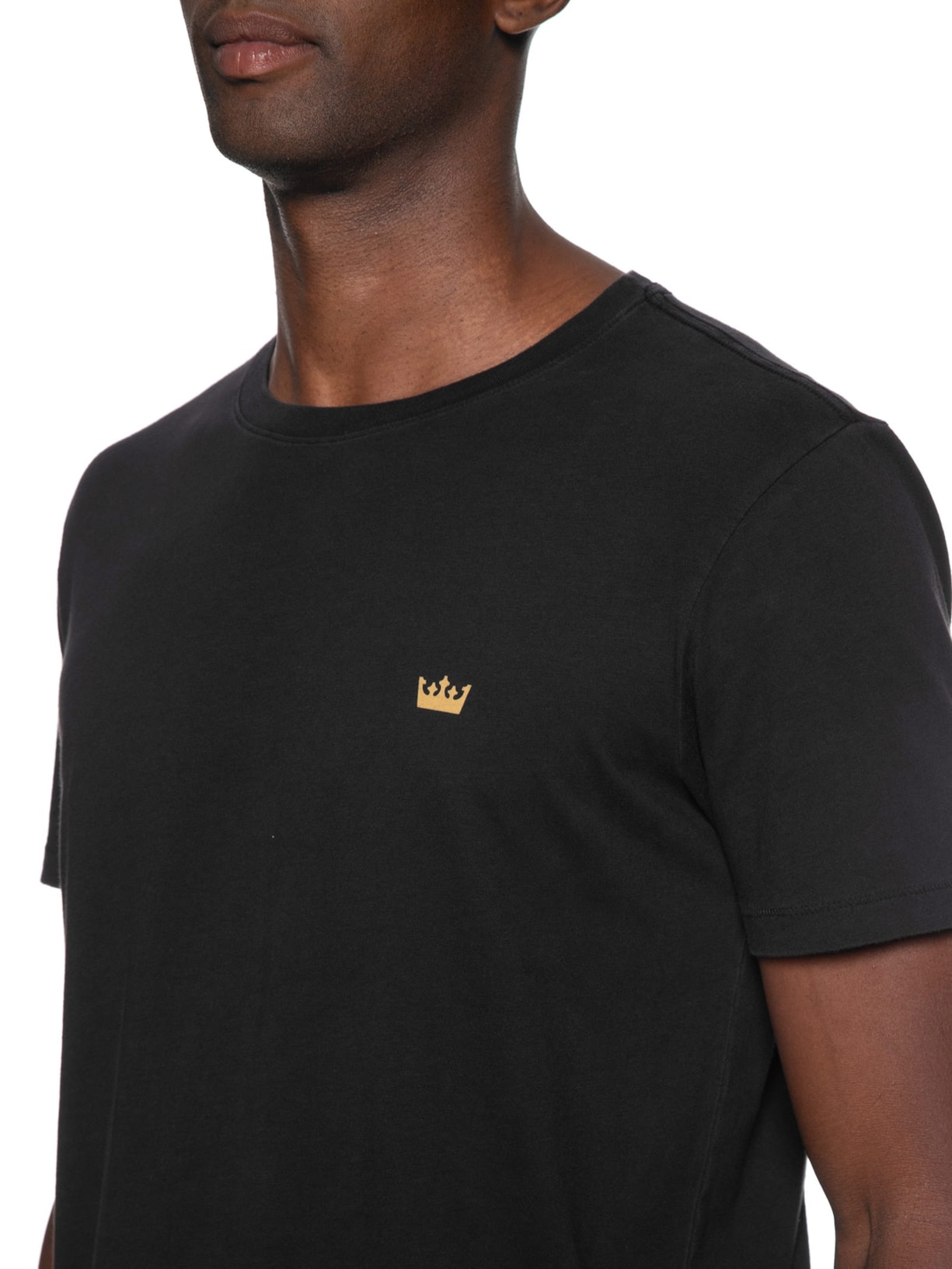 Camiseta Masculina Soft Used Gold Crown Manga Curta Preto Osklen
