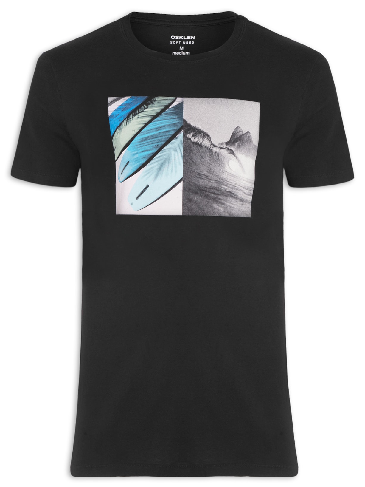 Camiseta Masculina Soft Used Wave Barrel - Preto