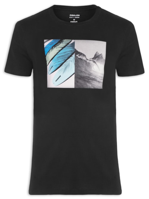 Camiseta Masculina Soft Used Wave Barrel - Preto