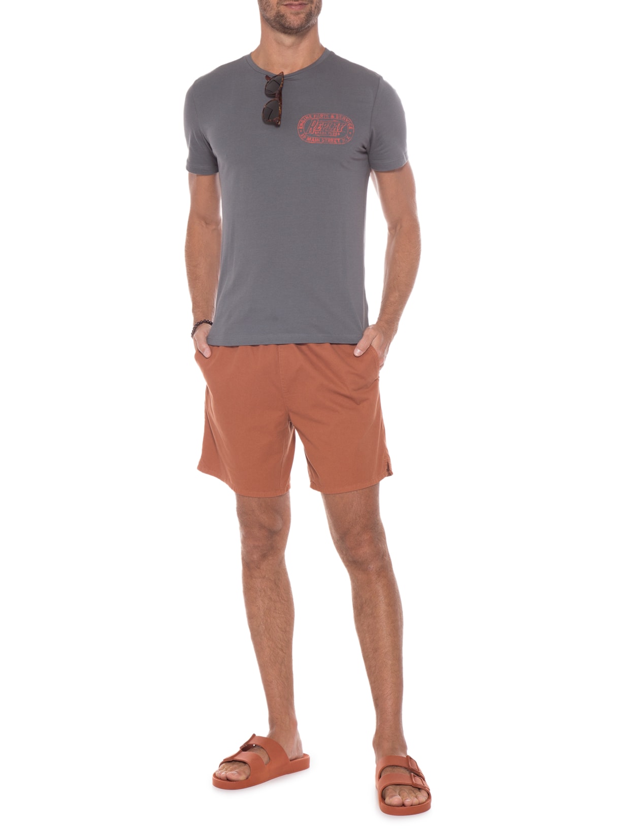 Camiseta Masculina Speedways R81 Cinza Replay