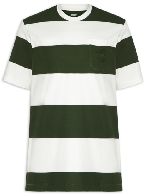 Camiseta Masculina Stepped Hem Half-Sleeve - Verde