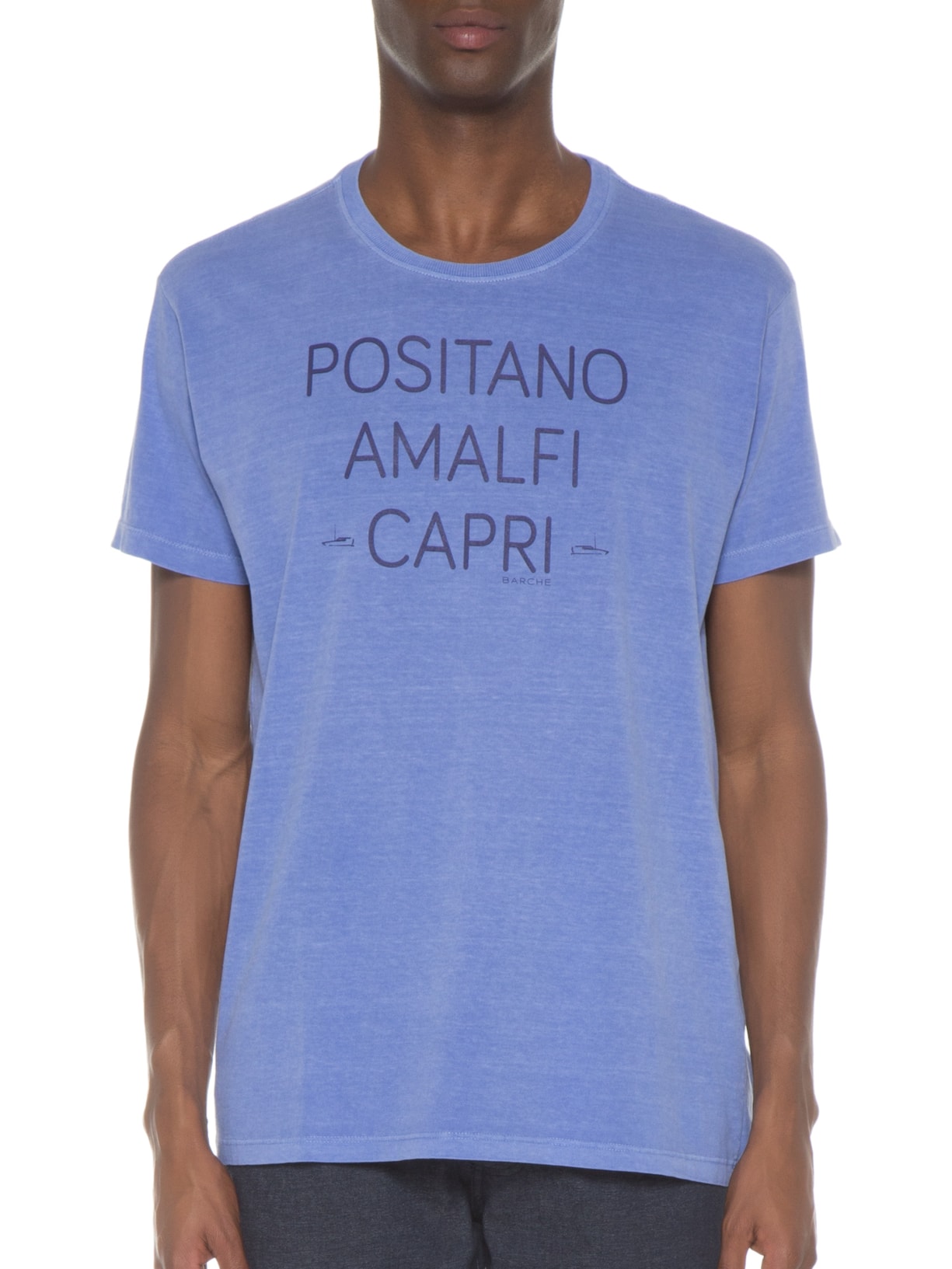 Camiseta Masculina Stonada Estampada Itália Frente Azul Barche