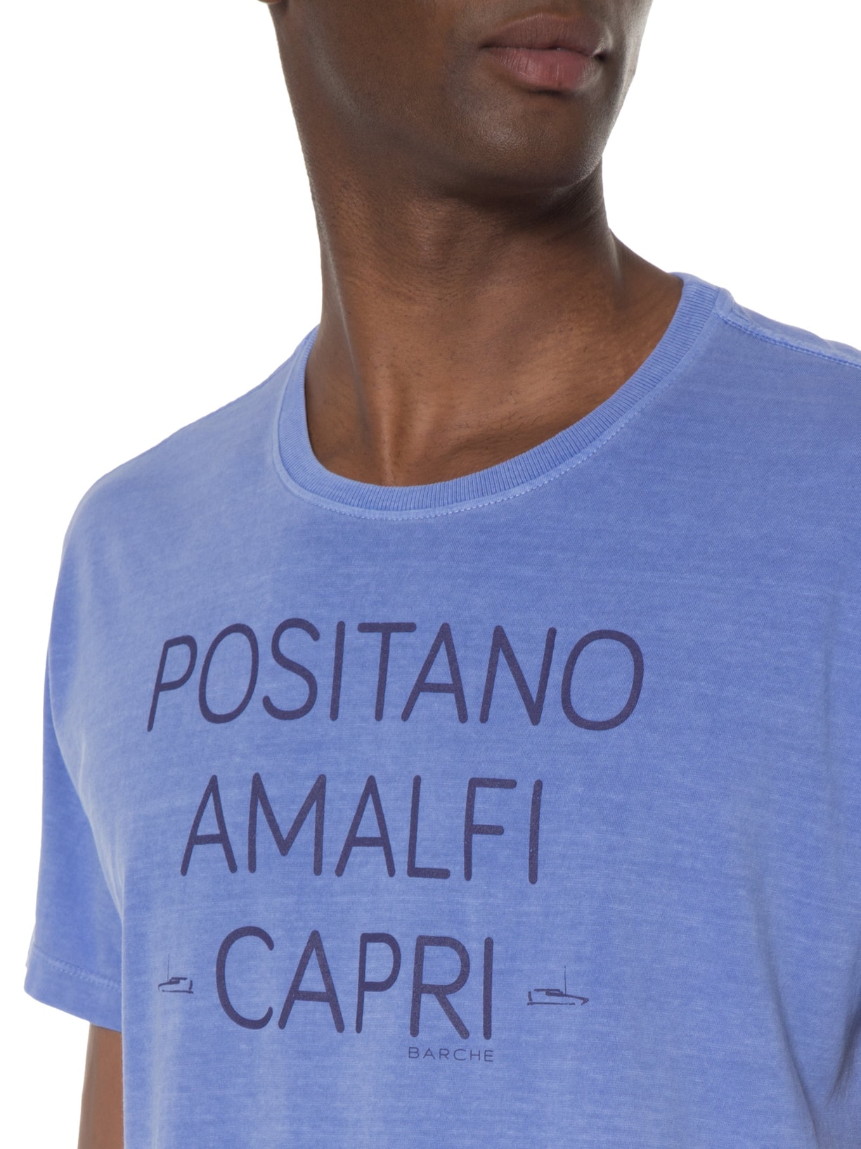 Camiseta Masculina Stonada Estampada Itália Frente Azul Barche