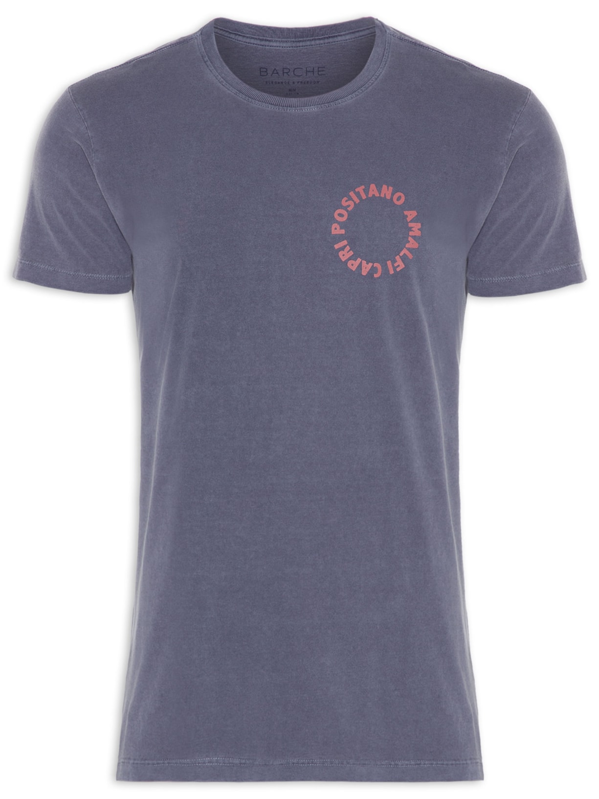 Camiseta Masculina Stonada Estampada Itália Peito - Azul