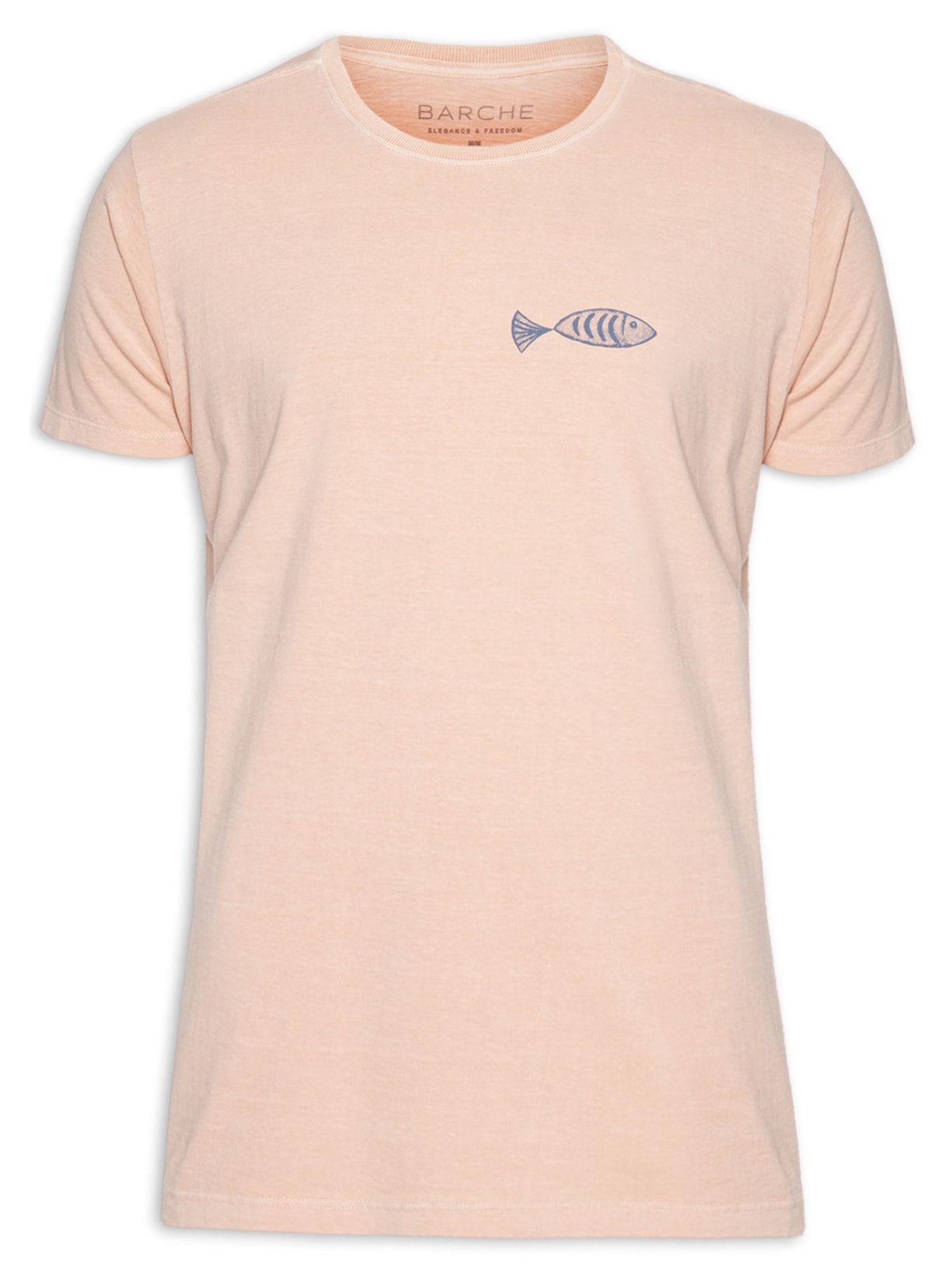 Camiseta Masculina Stonada Estampada Peixes Fernanda Machado - Bege