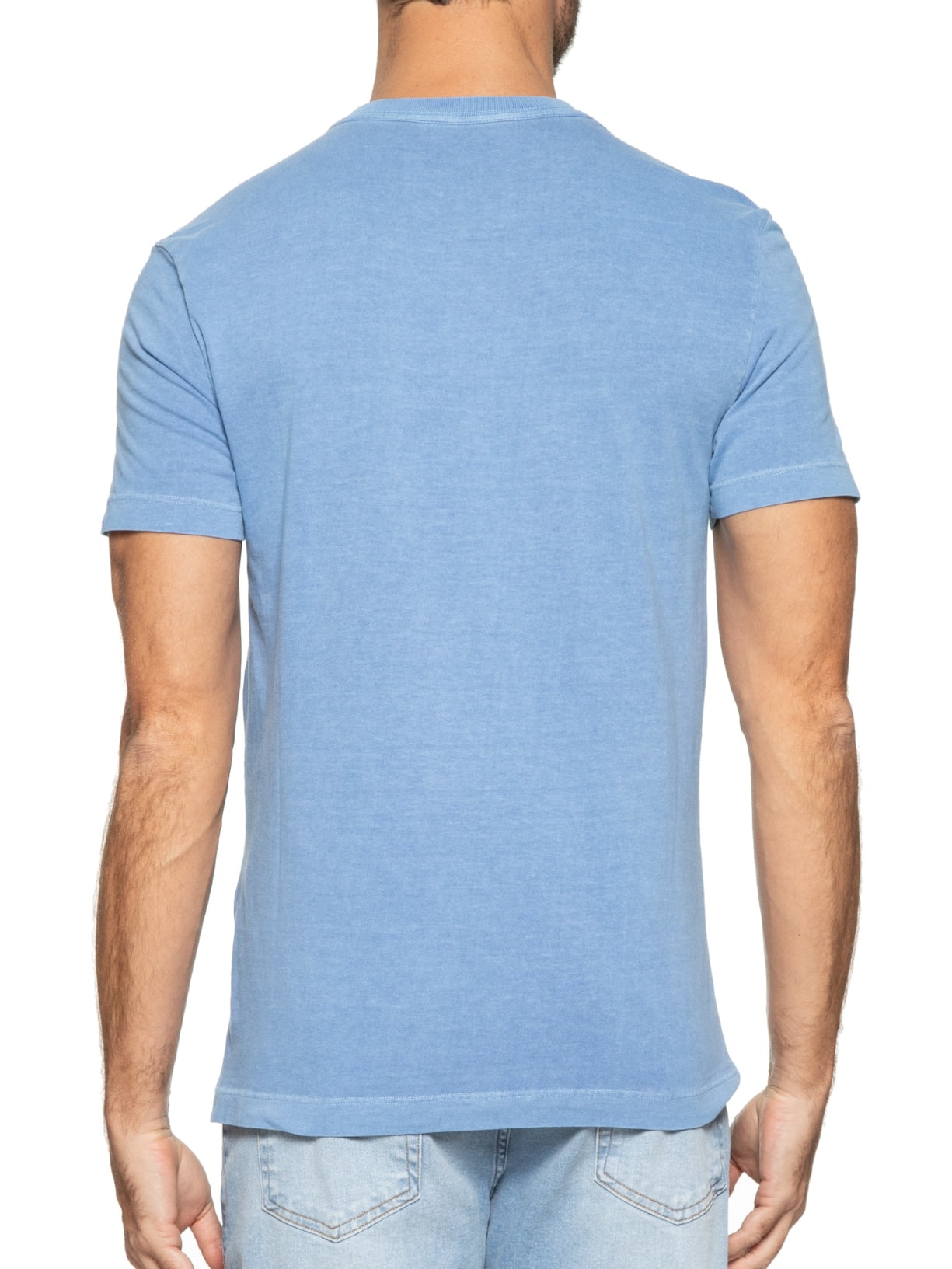 Camiseta Masculina Stonada Peito Azul Aramis