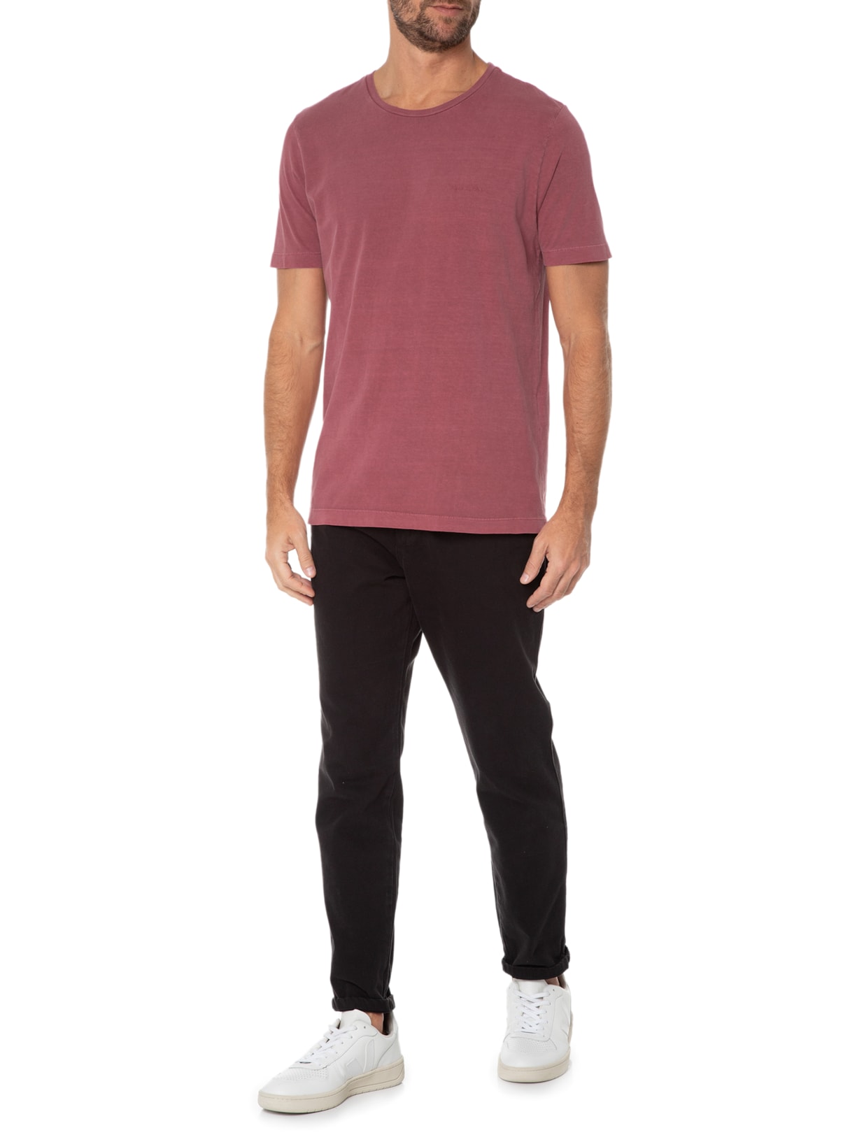 Camiseta Masculina Stonada Peito Vermelho Aramis