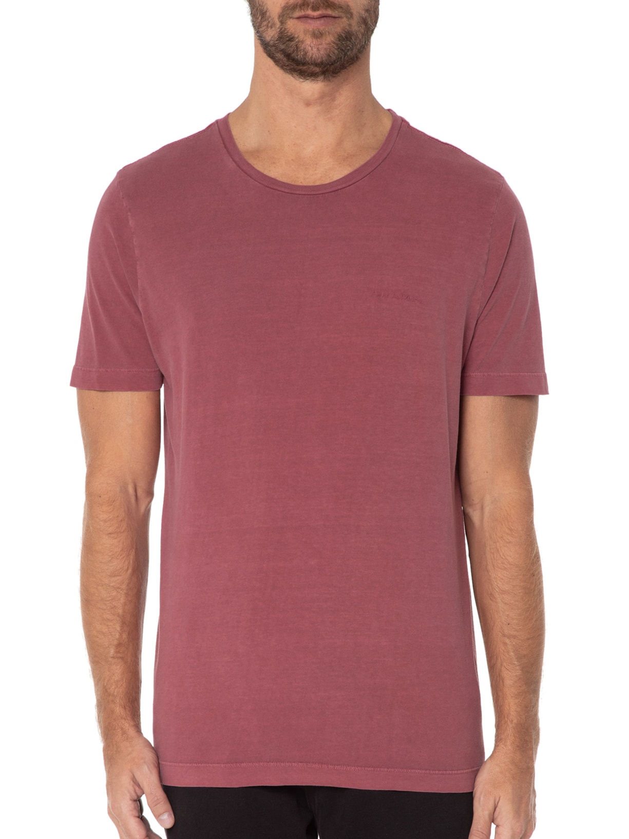 Camiseta Masculina Stonada Peito Vermelho Aramis