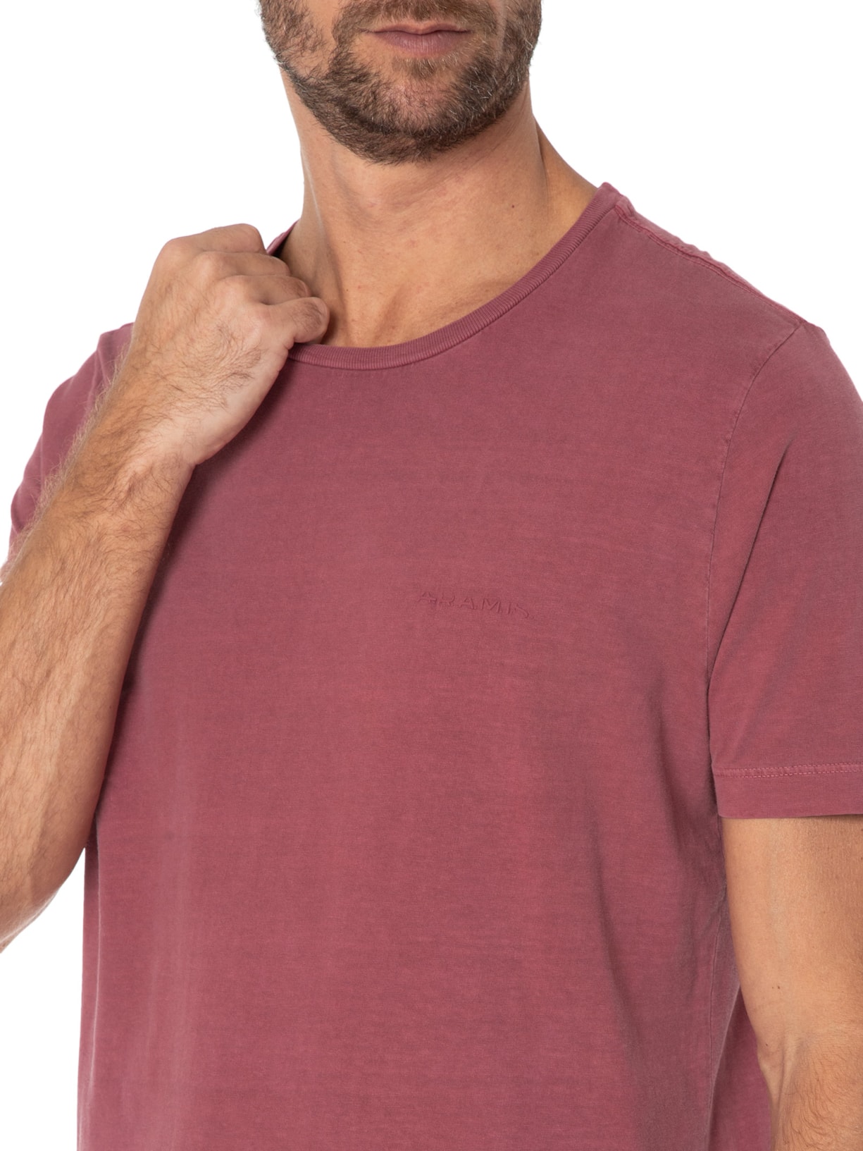 Camiseta Masculina Stonada Peito Vermelho Aramis