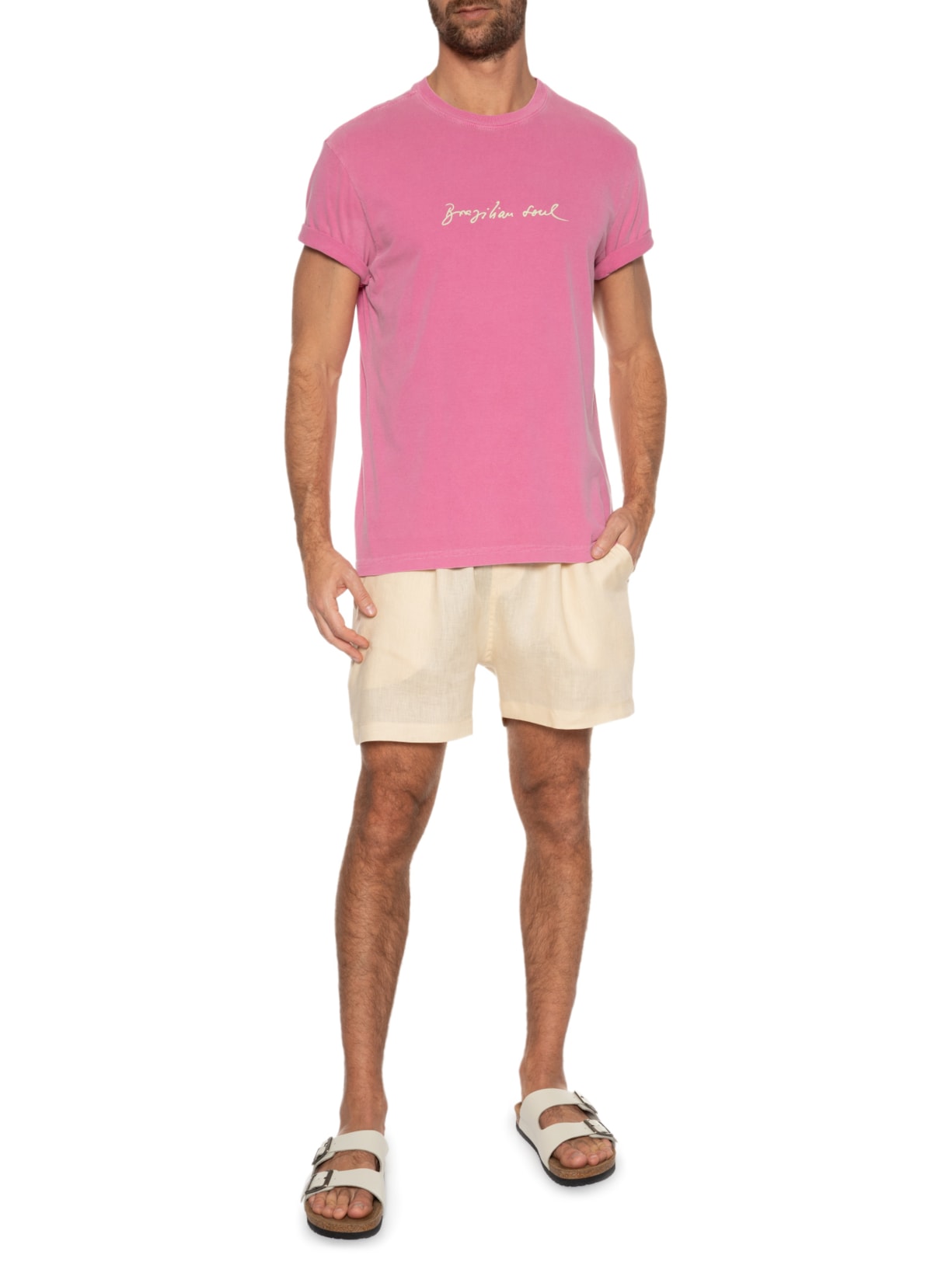 Camiseta Masculina Stone Brazilian Soul Rosa Osklen