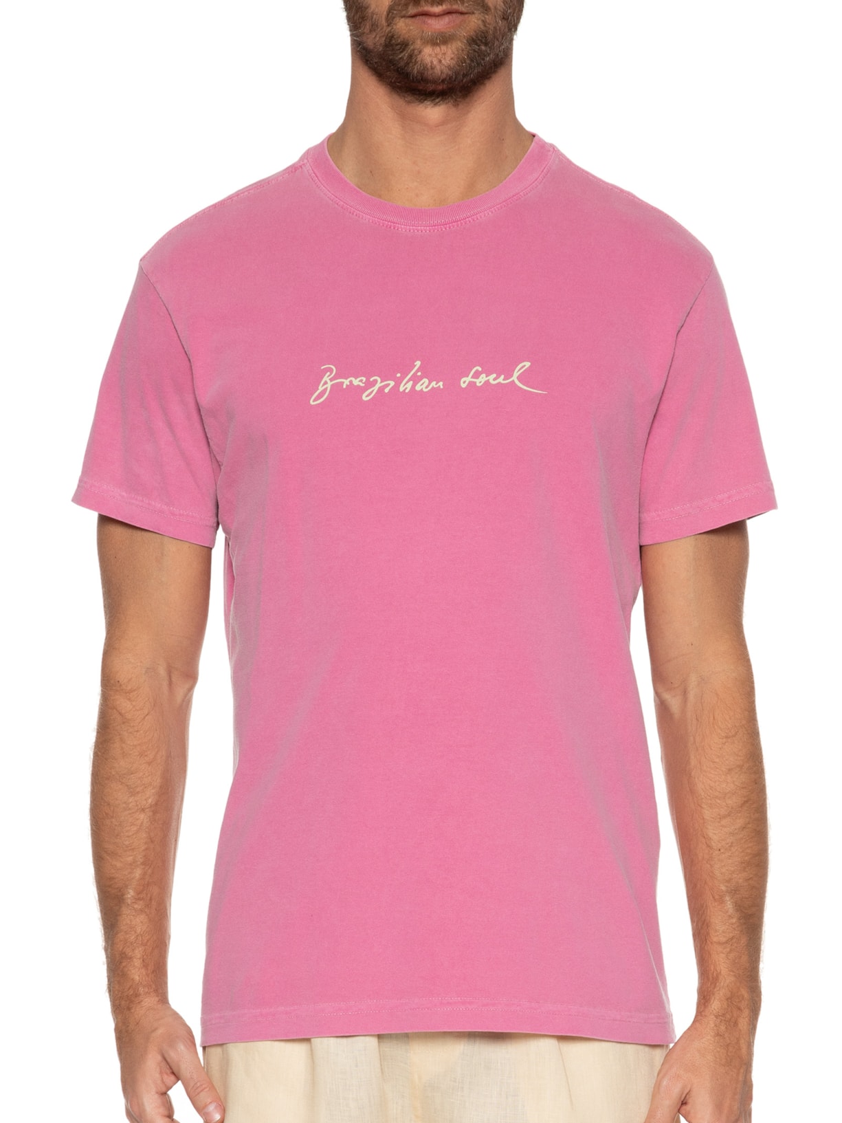 Camiseta Masculina Stone Brazilian Soul Rosa Osklen