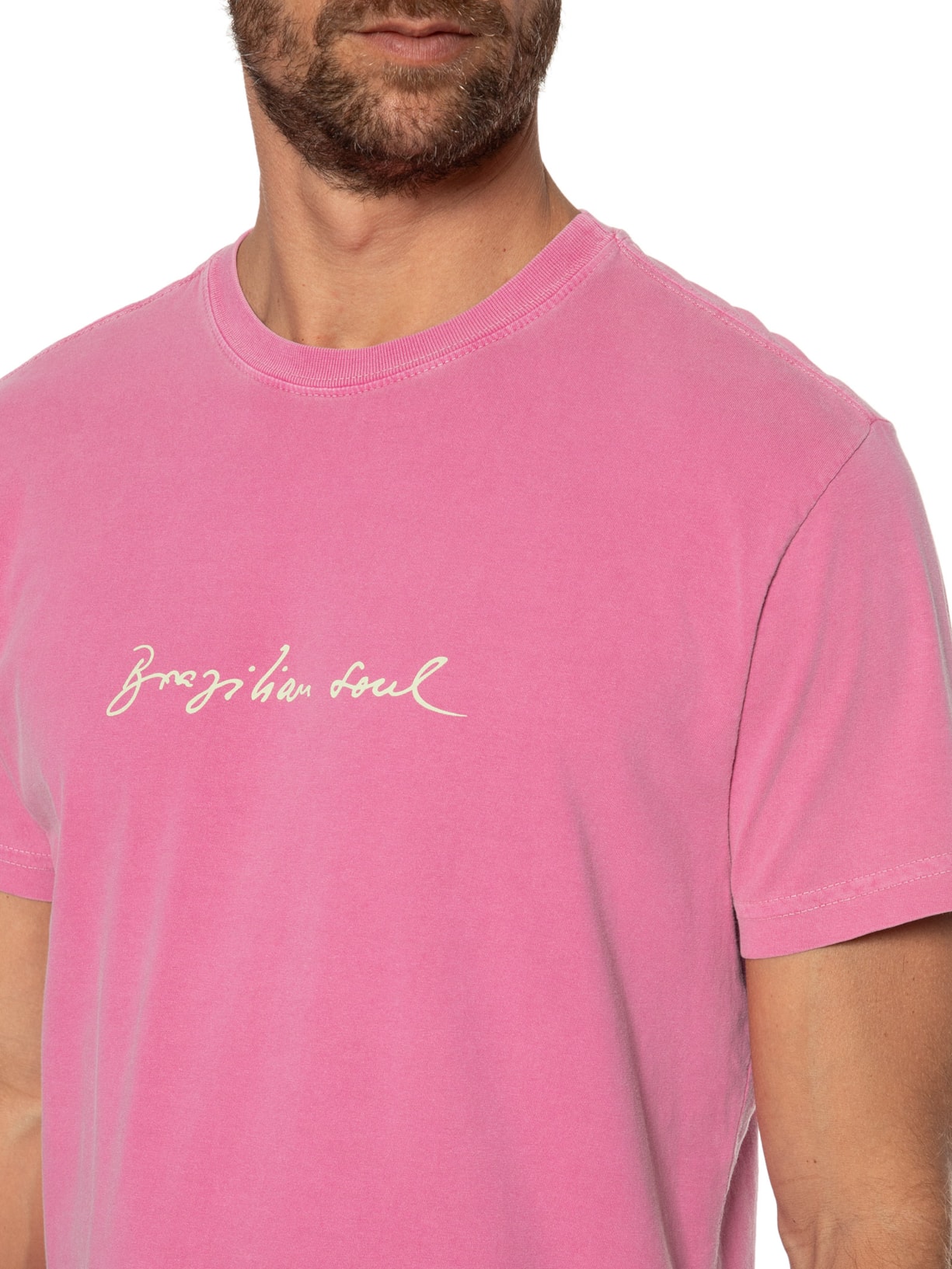 Camiseta Masculina Stone Brazilian Soul Rosa Osklen