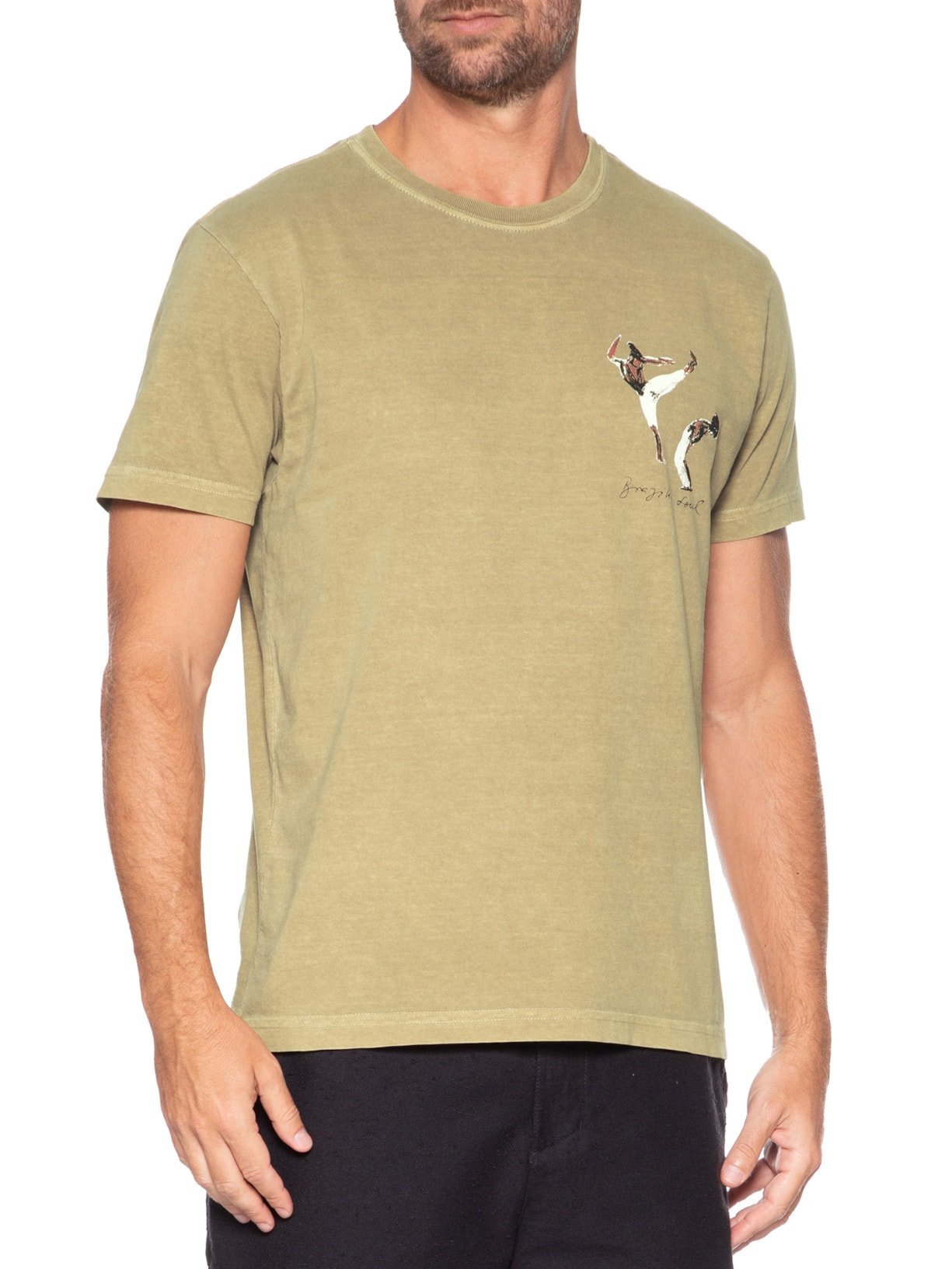 Camiseta Masculina Stone Capoeira 2 Manga Curta Bege Osklen