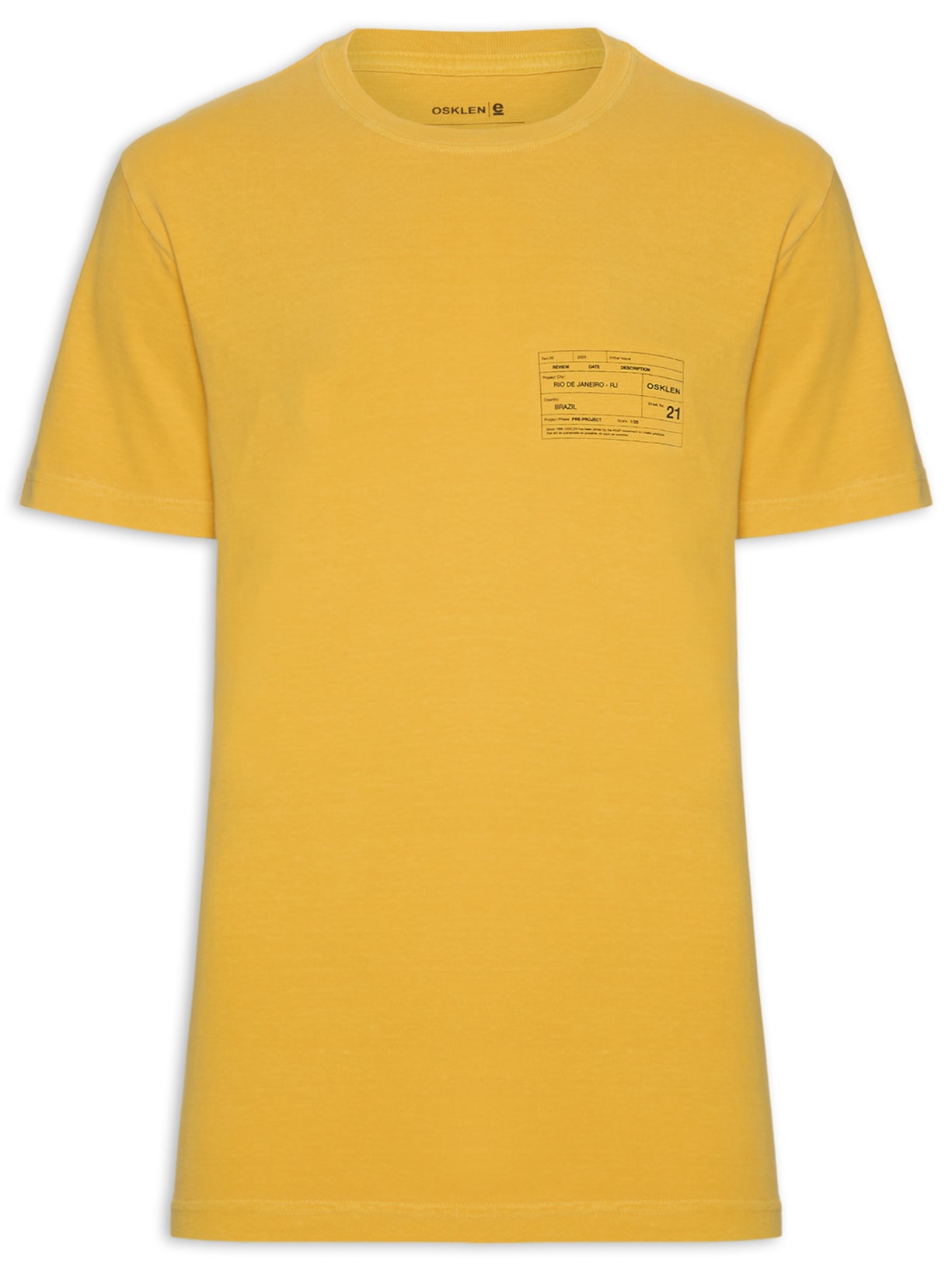 Camiseta Masculina Stone Carimbo Manga Curta - Amarelo