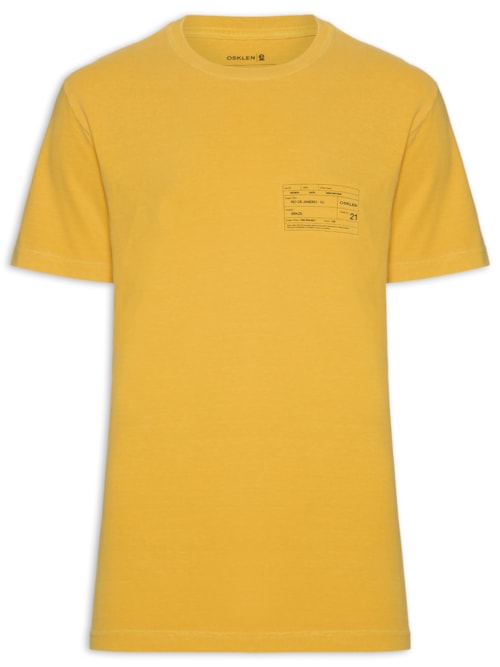 Camiseta Masculina Stone Carimbo Manga Curta - Amarelo