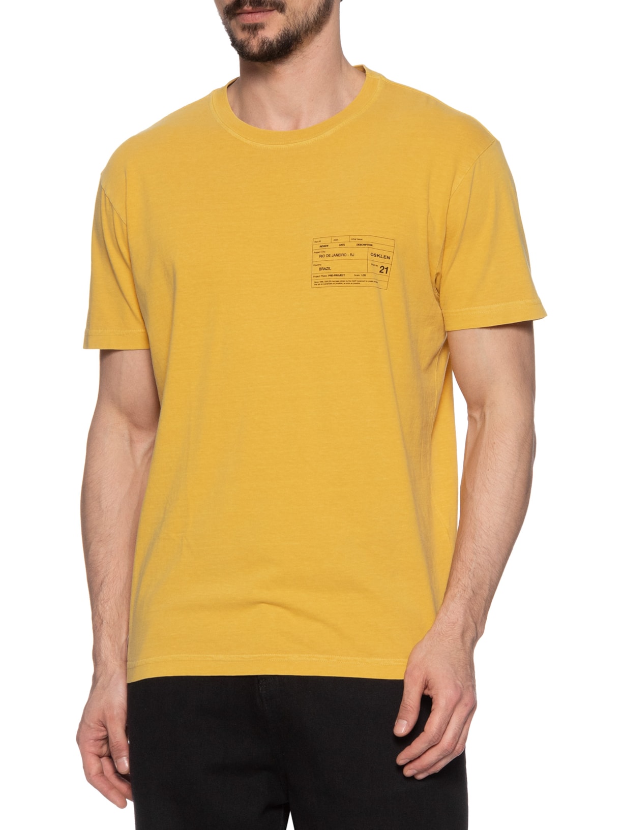 Camiseta Masculina Stone Carimbo Manga Curta Amarelo Osklen
