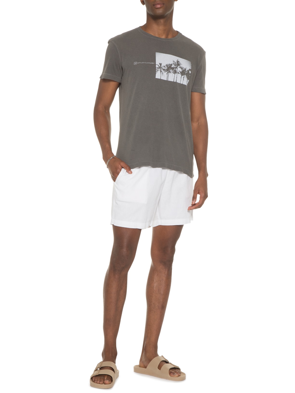 Camiseta Masculina Stone Coqueiros Cinza Osklen