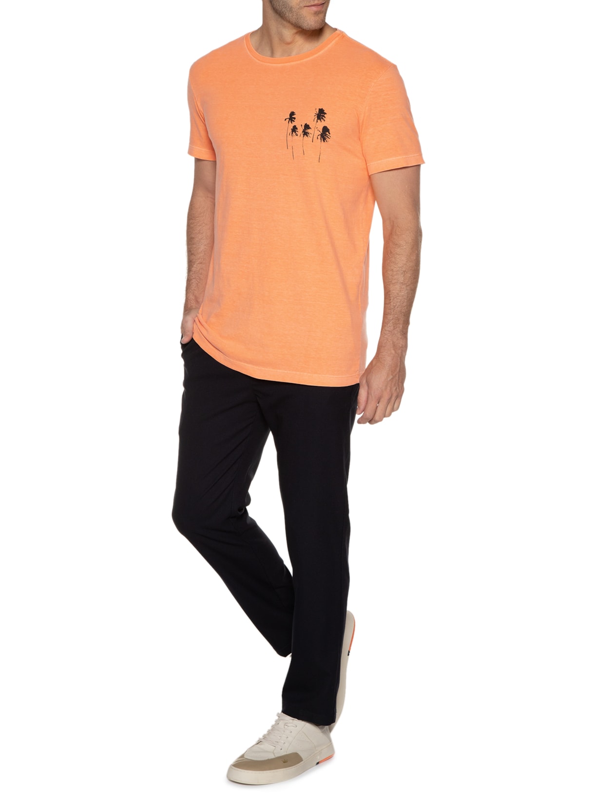 Camiseta Masculina Stone Coqueiros Laranja Osklen
