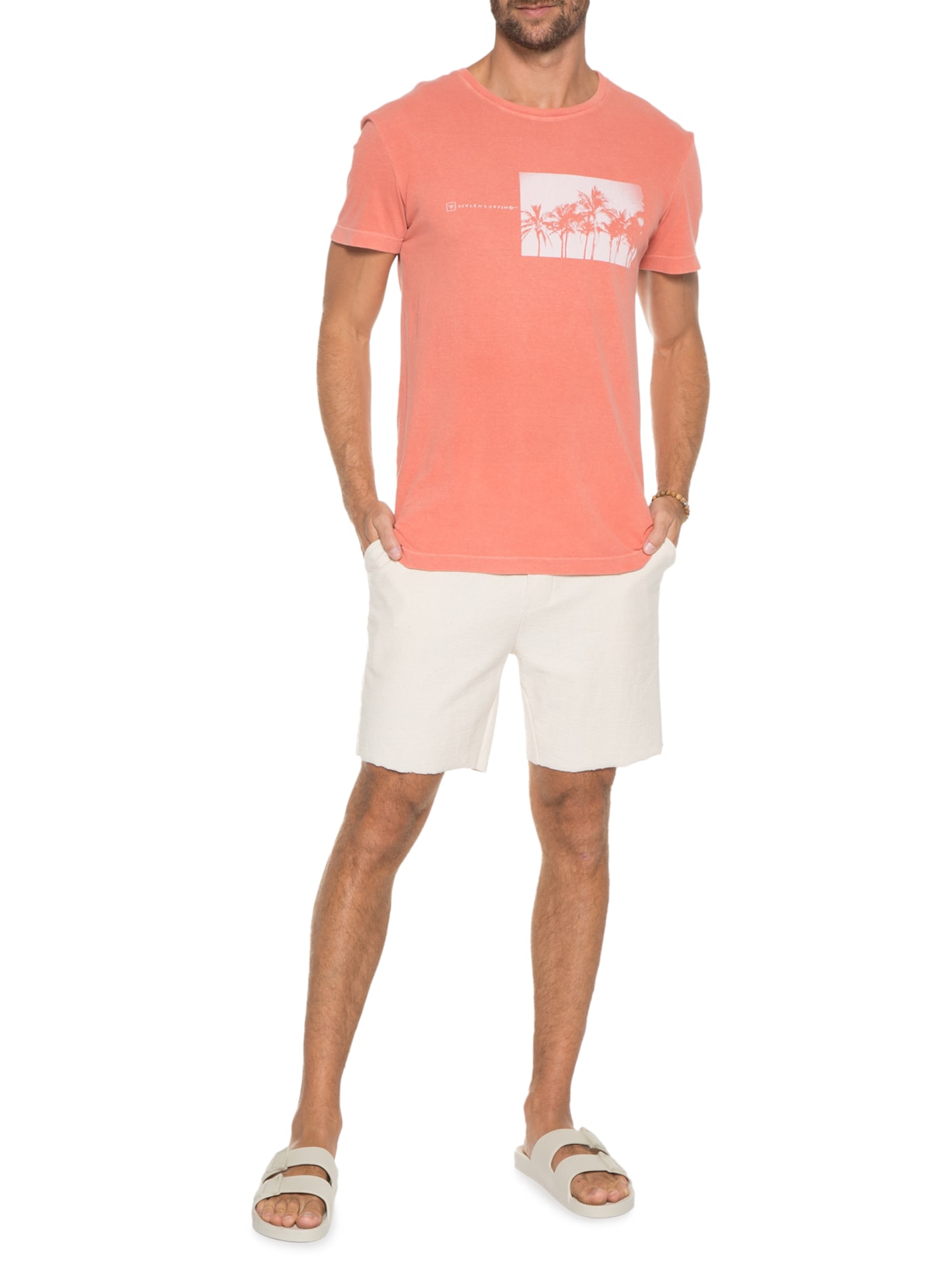 Camiseta Masculina Stone Coqueiros Laranja Osklen