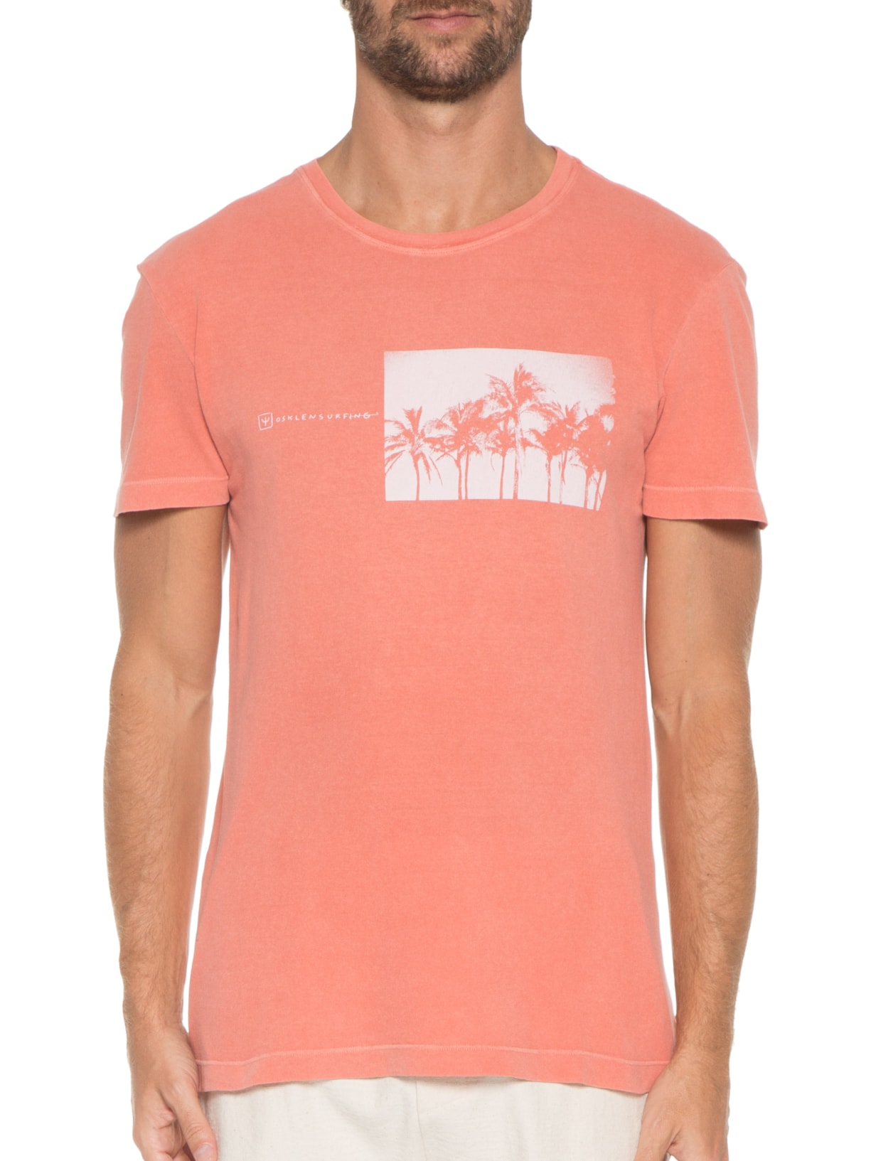 Camiseta Masculina Stone Coqueiros Laranja Osklen
