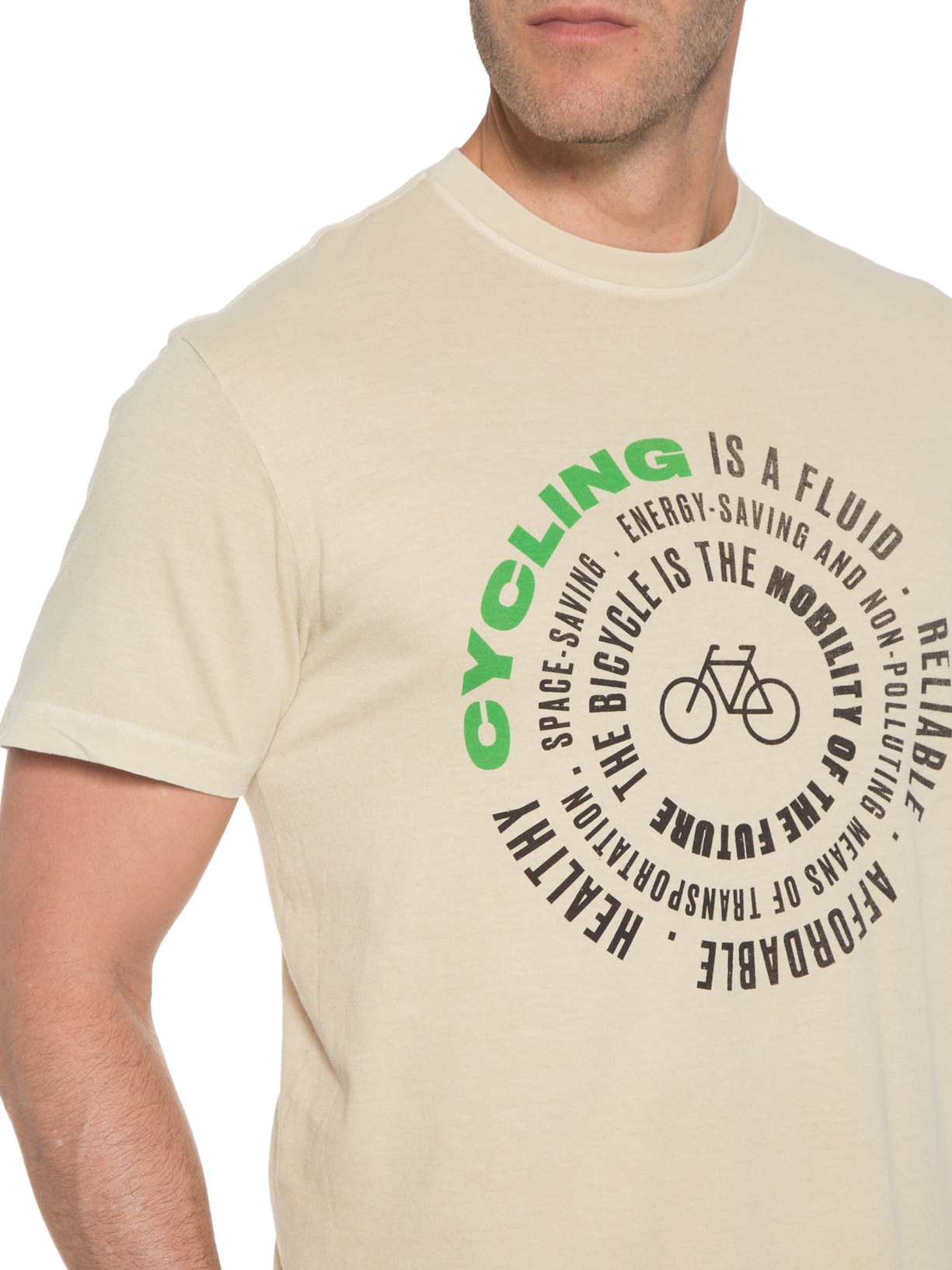 Camiseta Masculina Stone Cycling Bege Osklen