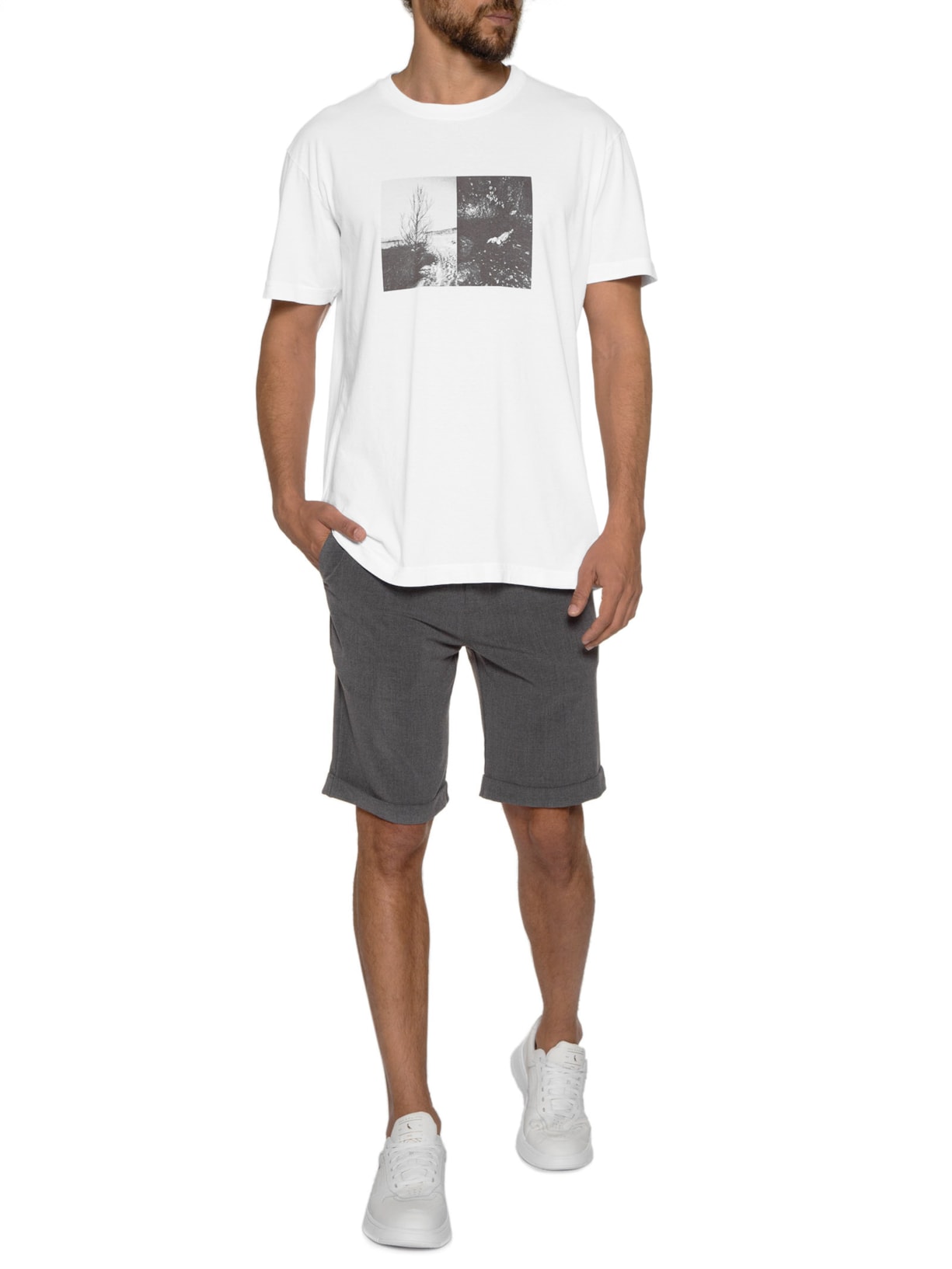 Camiseta Masculina Stone Diptico Branco Osklen