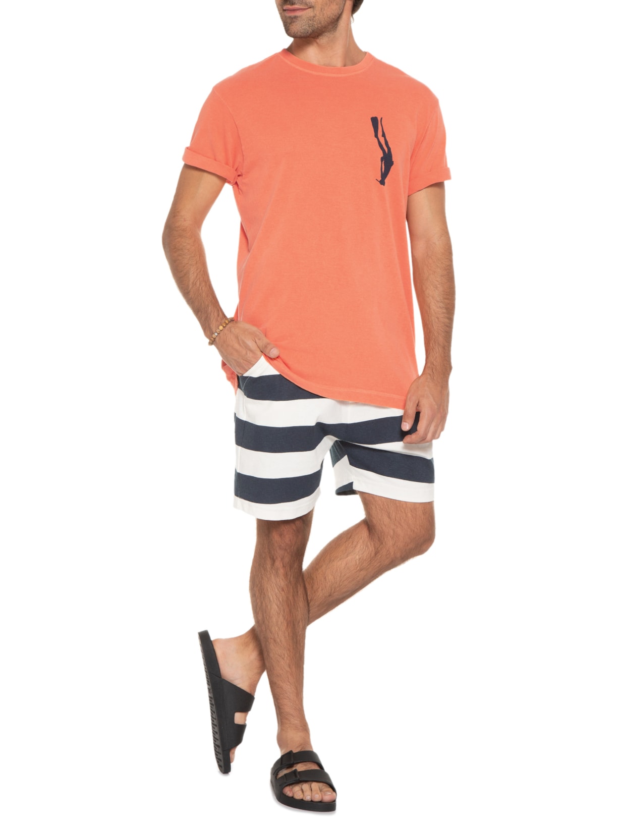 Camiseta Masculina Stone Diver Laranja Osklen