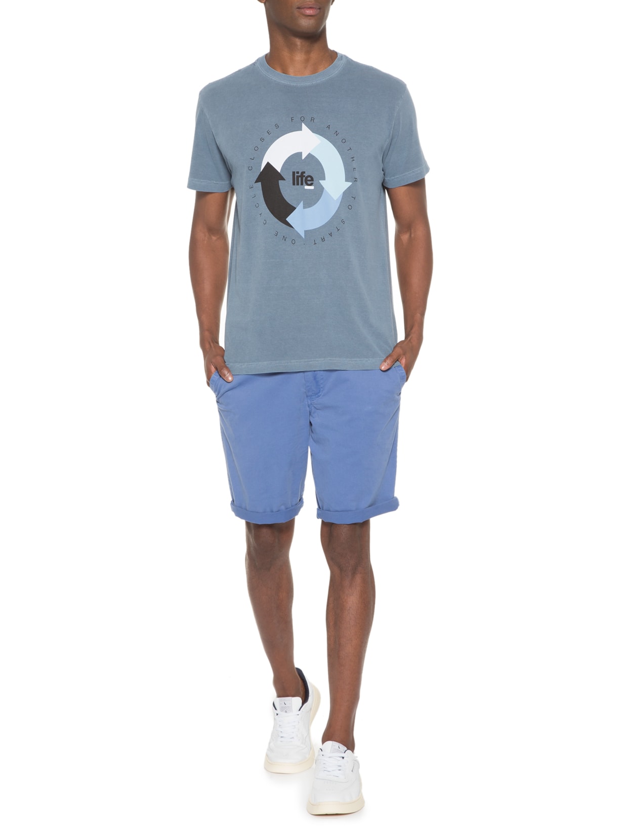 Camiseta Masculina Stone Eco Life Cycle Azul Osklen