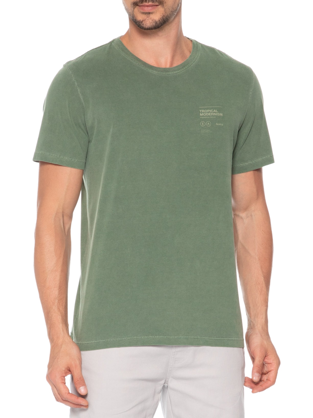 Camiseta Masculina Stone Estampa Tropical Verde Austral