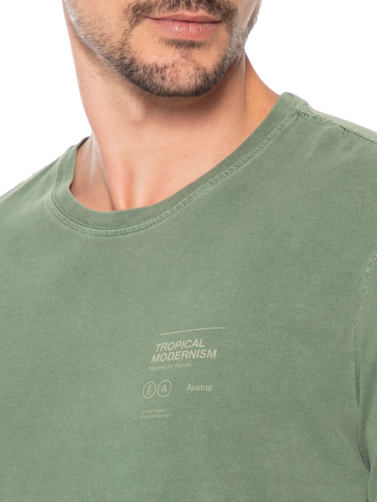 Camiseta Masculina Stone Estampa Tropical Verde Austral