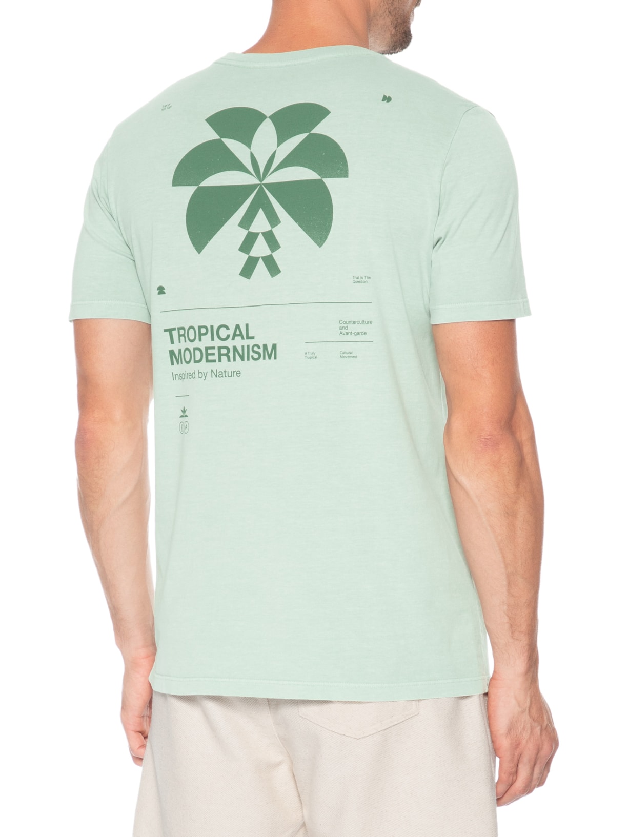 Camiseta Masculina Stone Estampa Tropical Verde Claro Austral