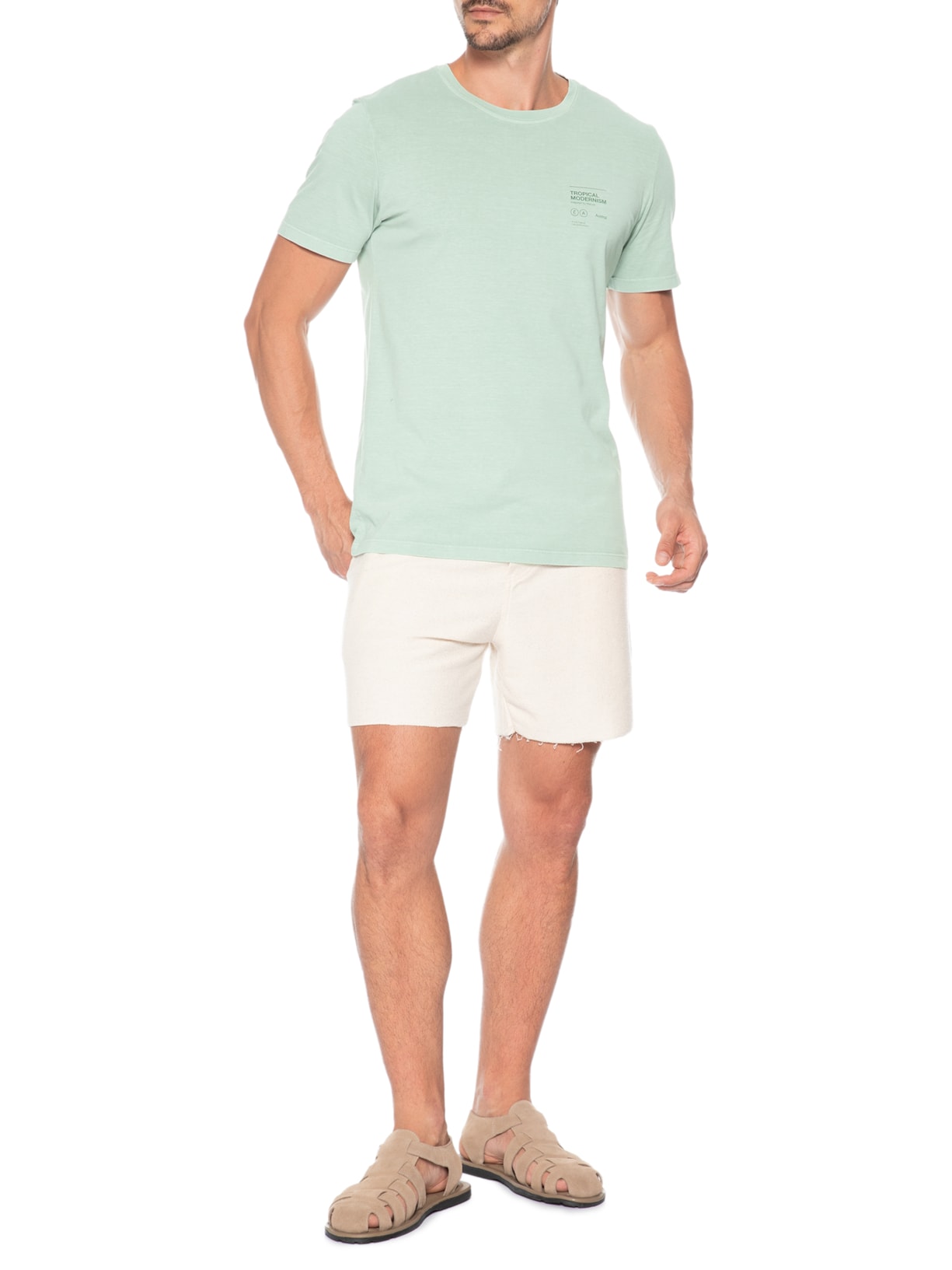 Camiseta Masculina Stone Estampa Tropical Verde Claro Austral