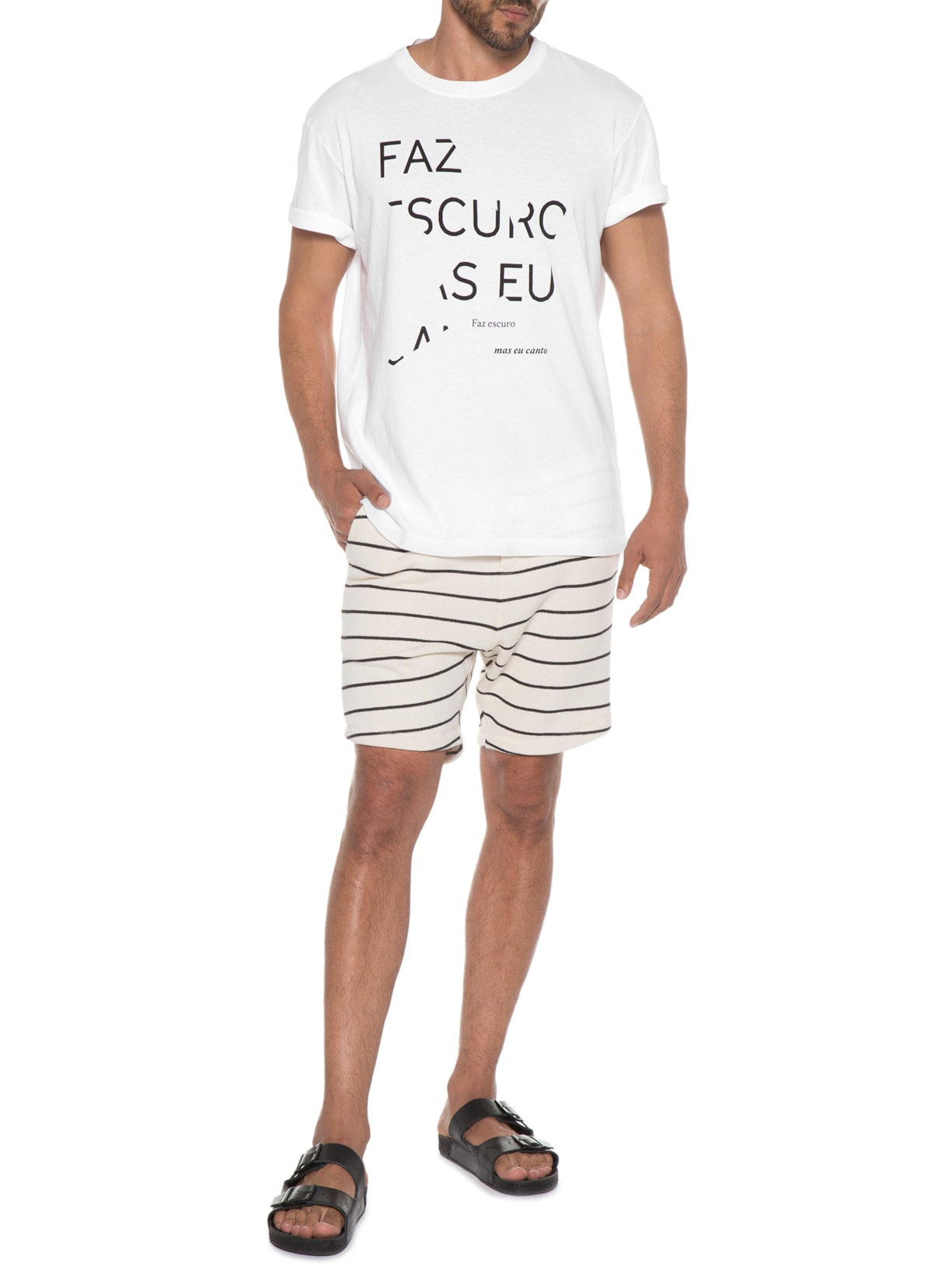 Camiseta Masculina Stone Faz Escuro Branco Osklen