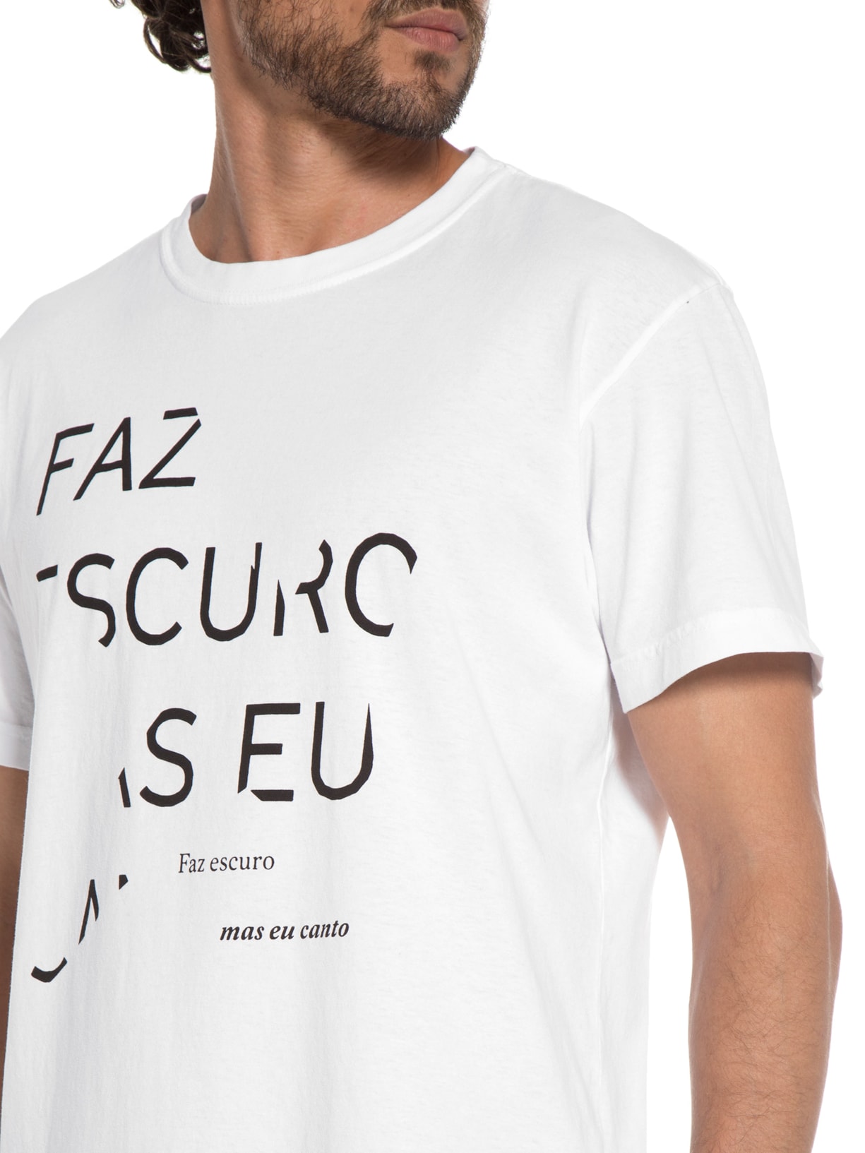 Camiseta Masculina Stone Faz Escuro Branco Osklen