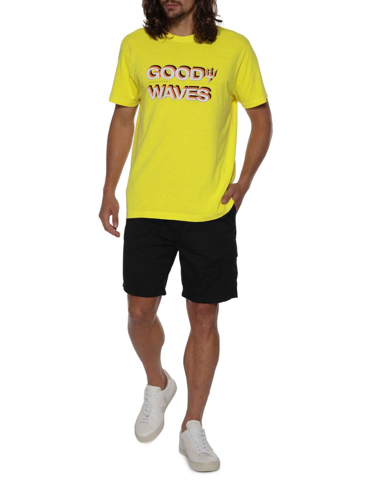 Camiseta Masculina Stone Good Waves Amarelo Osklen