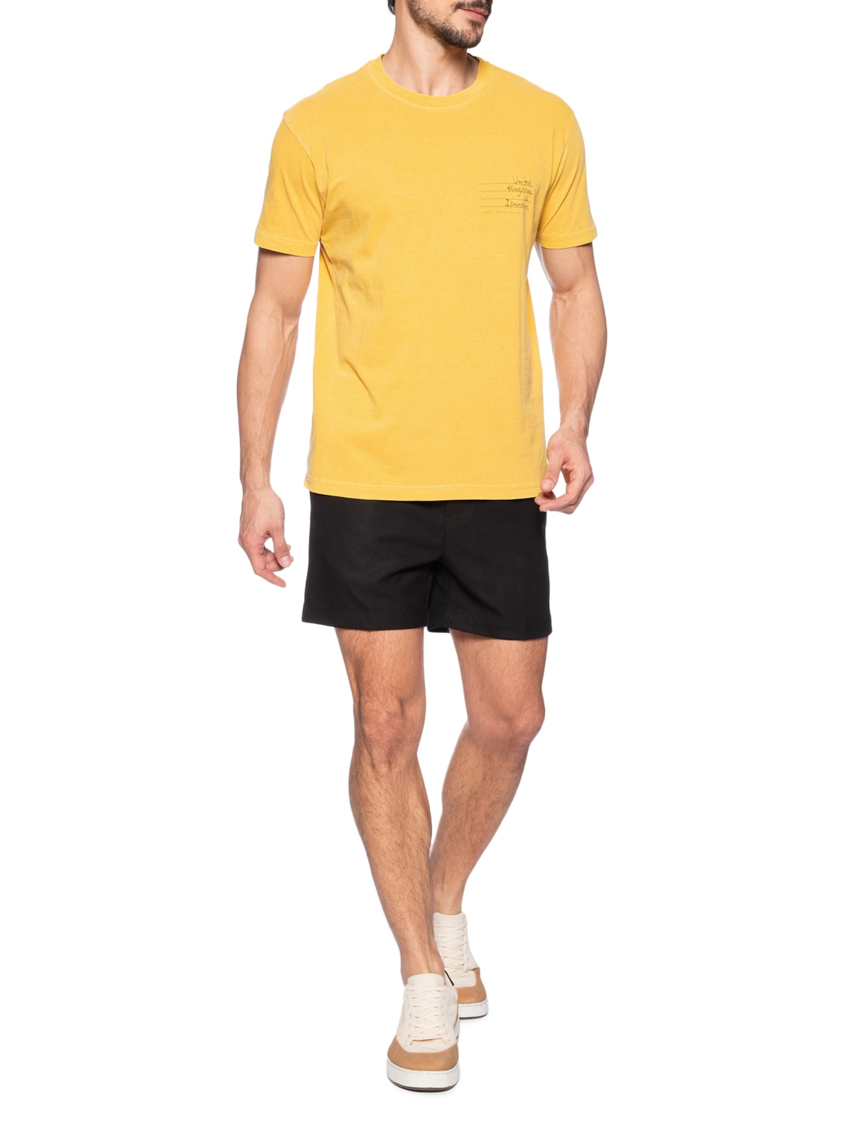 Camiseta Masculina Stone Icones Manga Curta Amarelo Osklen