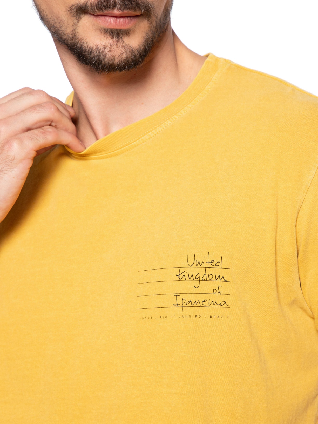 Camiseta Masculina Stone Icones Manga Curta Amarelo Osklen